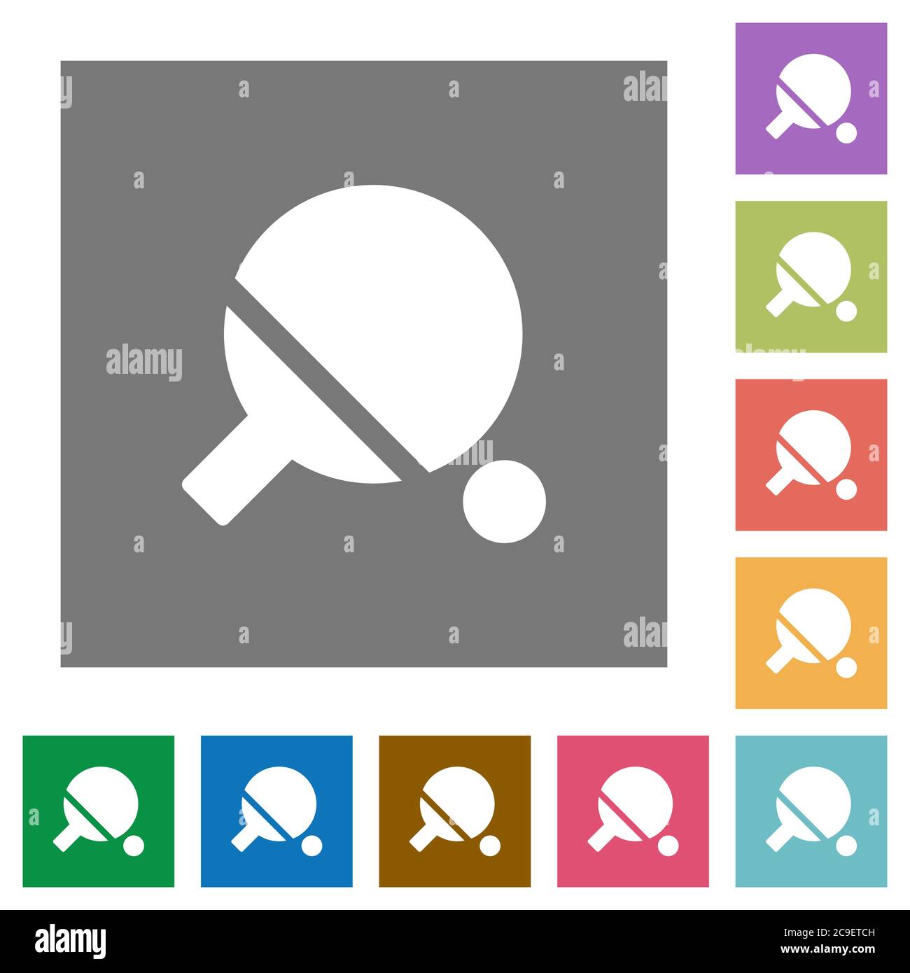 Table tennis flat icons on simple color square backgrounds Stock Vector ...