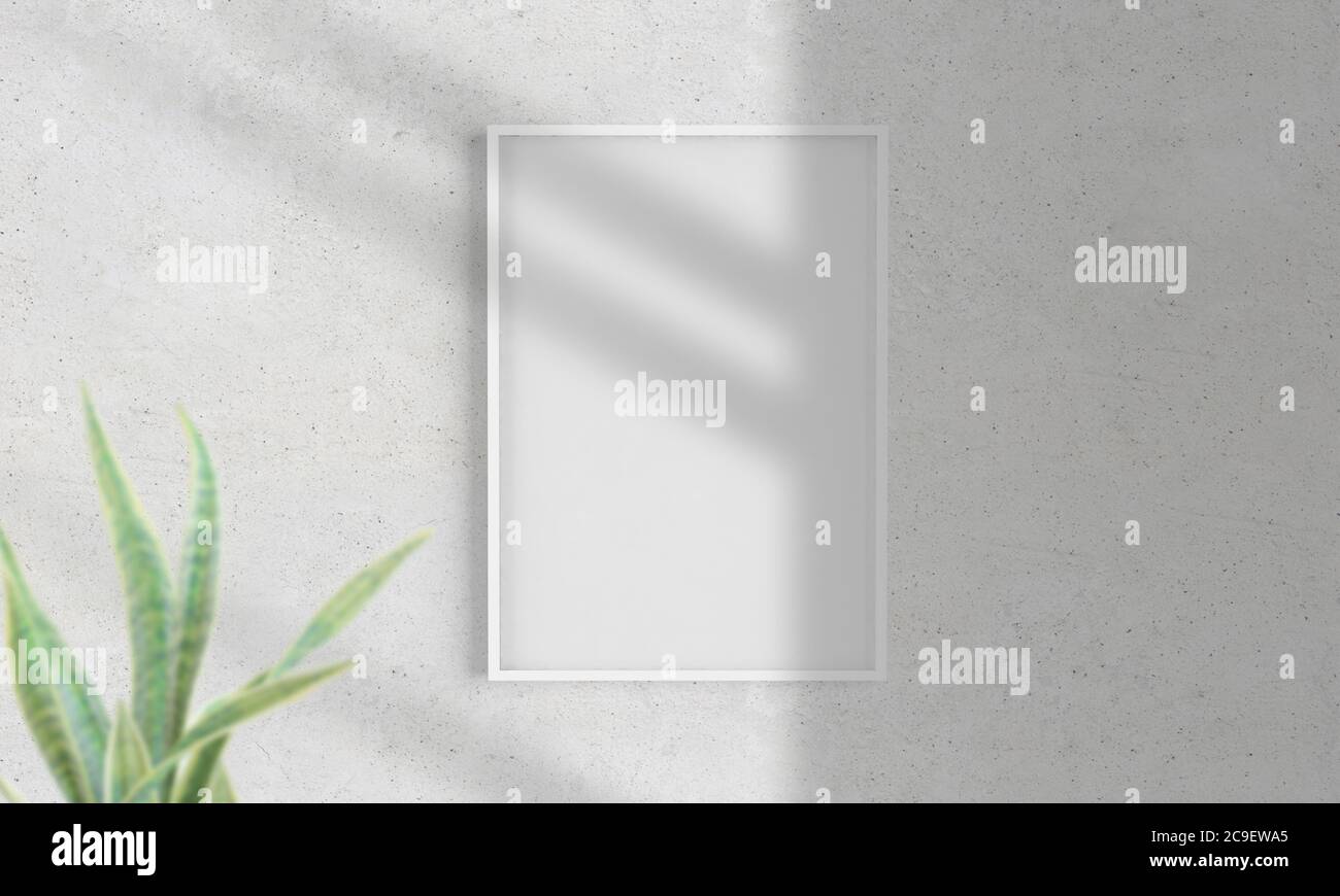 Frame on a wall mockup 3d rendering Stock Photo - Alamy