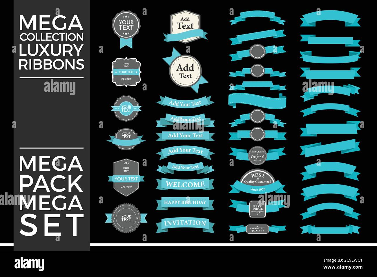 Beautiful Ribbons, Tags and Bows Collection Set Vector Design Eps 10 ...