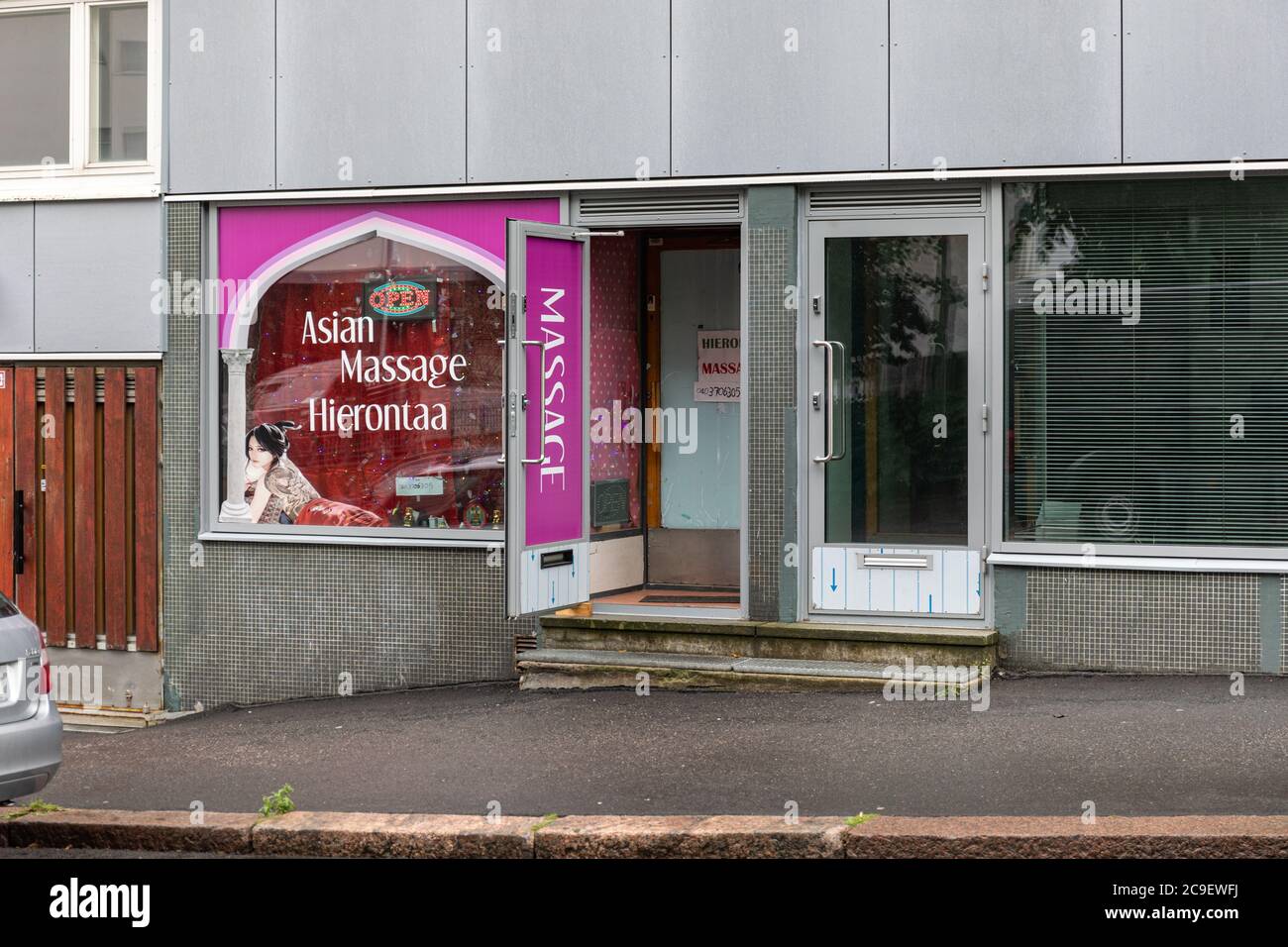 Asian Massage parlor in Kallio district of Helsinki, Finland Stock Photo