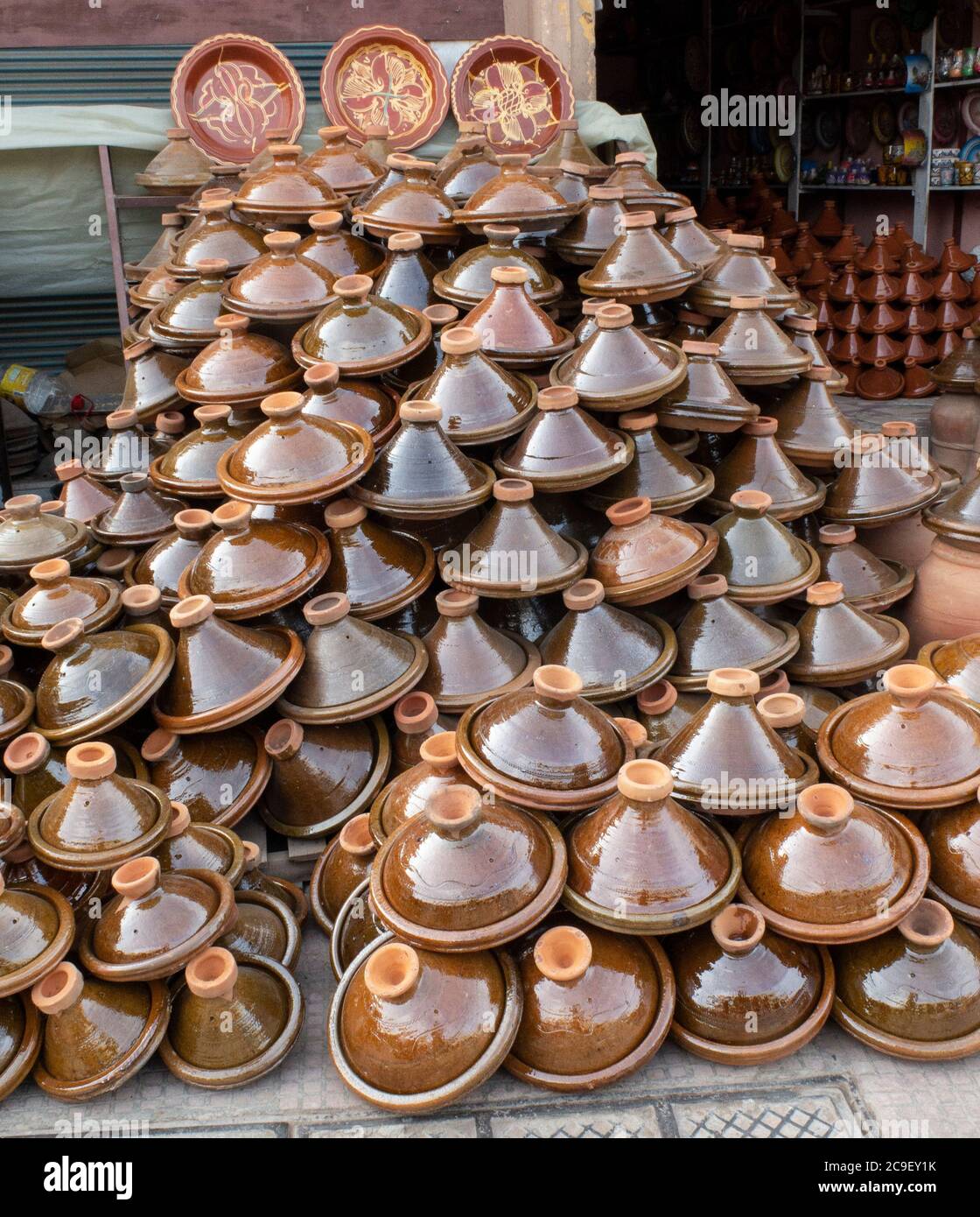 Pottery for cooking tajin in Morocco Stock Photo Alamy