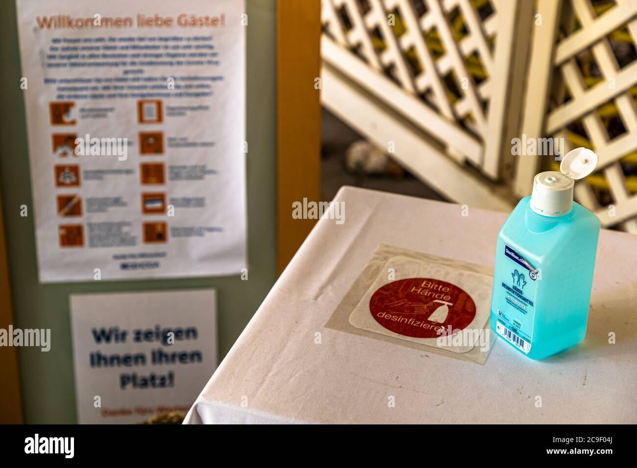 Corona hygiene protocol in Hotel Mühle, Binzen, Germany Stock Photo