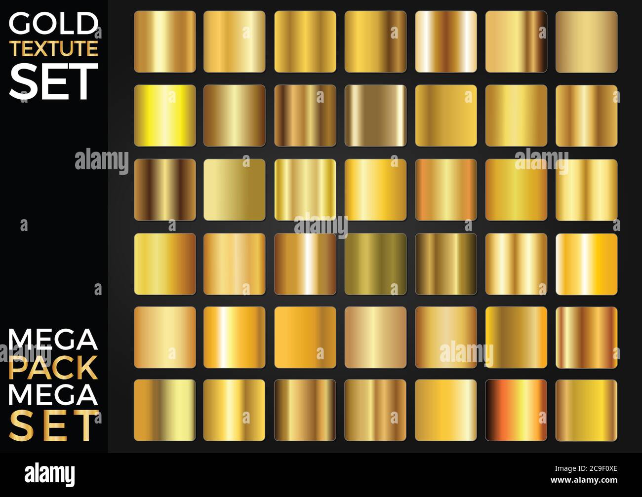 Vector Set of Gold Gradients, Golden Squares Collection, Textures Group ...