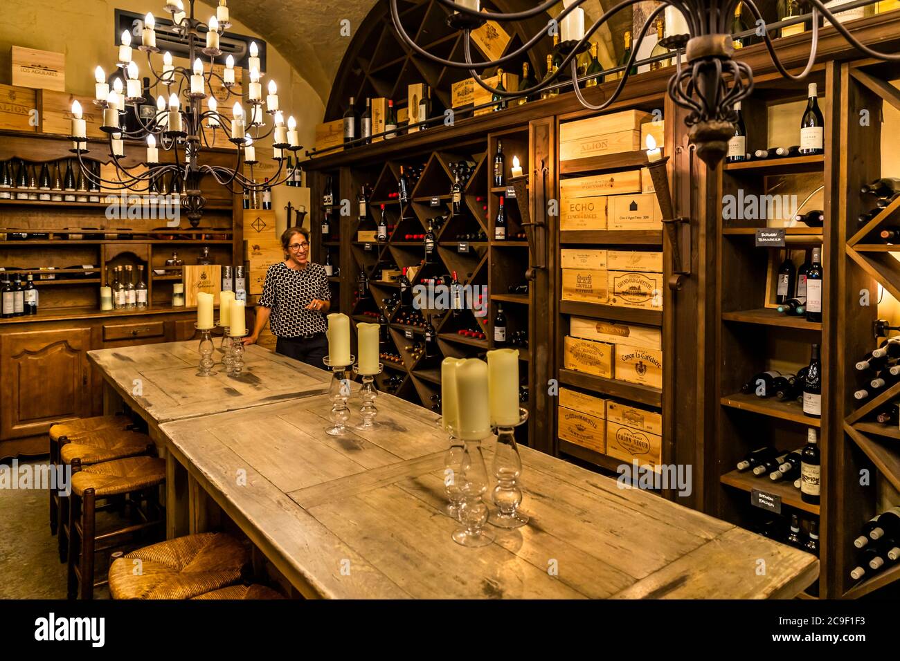 Wine Cellar of Hotel Florhof, Zurich, Switzerland Stock Photo