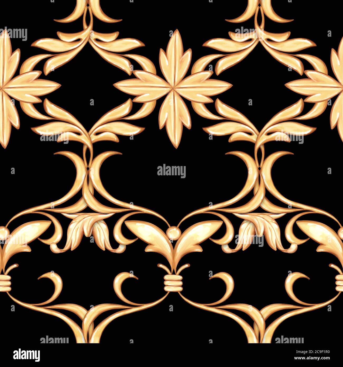 Black and gold damask pattern hires stock photography and images Alamy