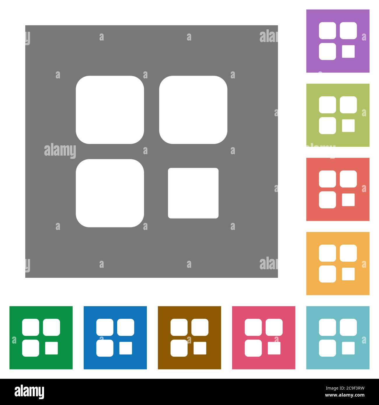 Component stop flat icons on simple color square backgrounds Stock ...