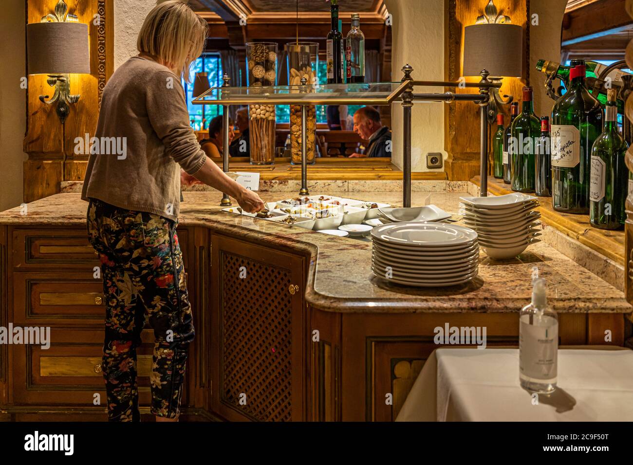 People eating in Restaurant in Berwang, Austria Stock Photo