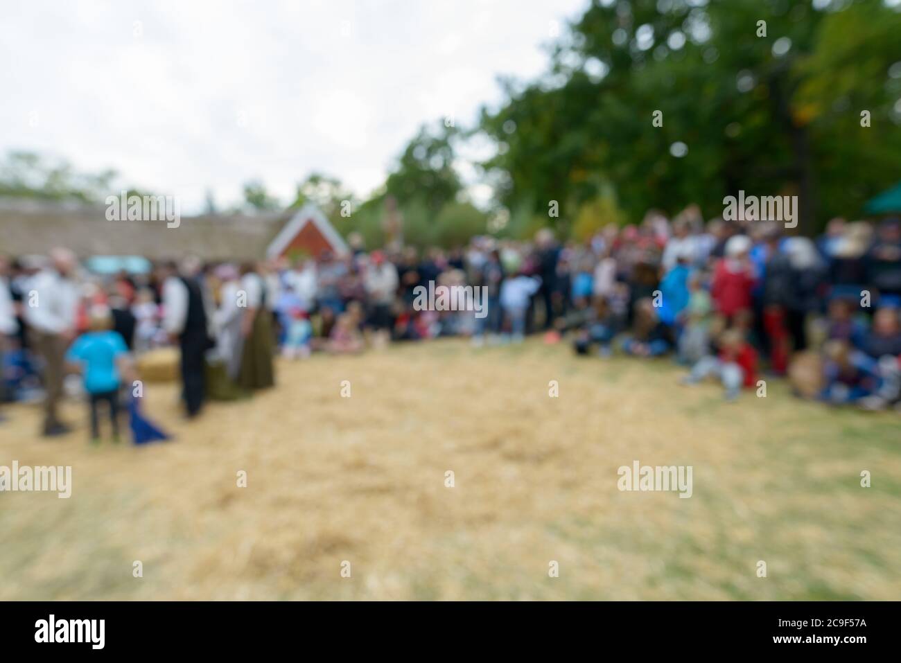Blurred crowd of people gathering and watching performance in Sweden Stock Photo
