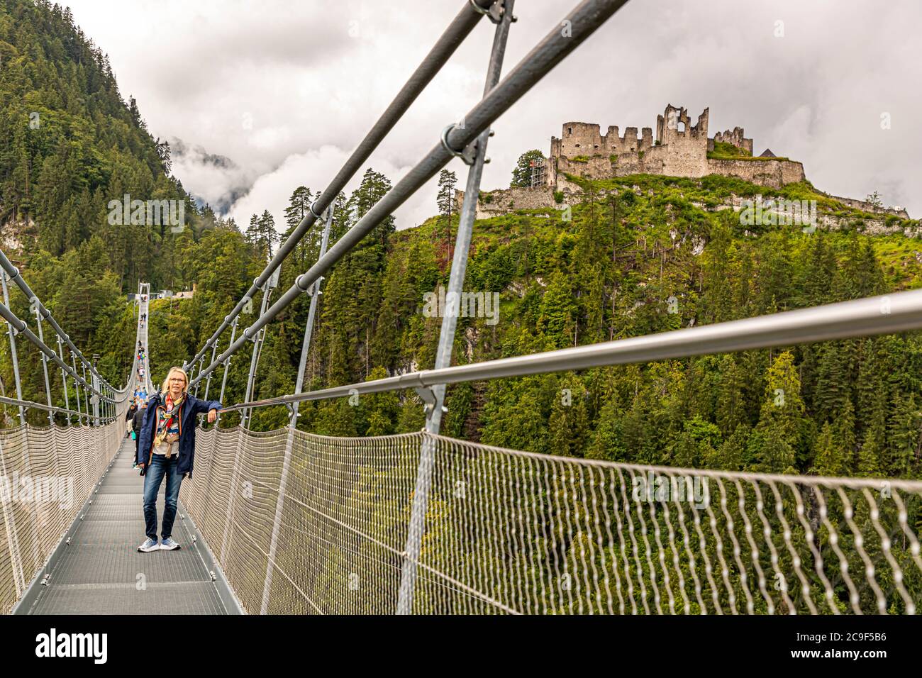 Highline179, pedestrian bridge in the Tibet style in Reutte, Austria Stock Photo