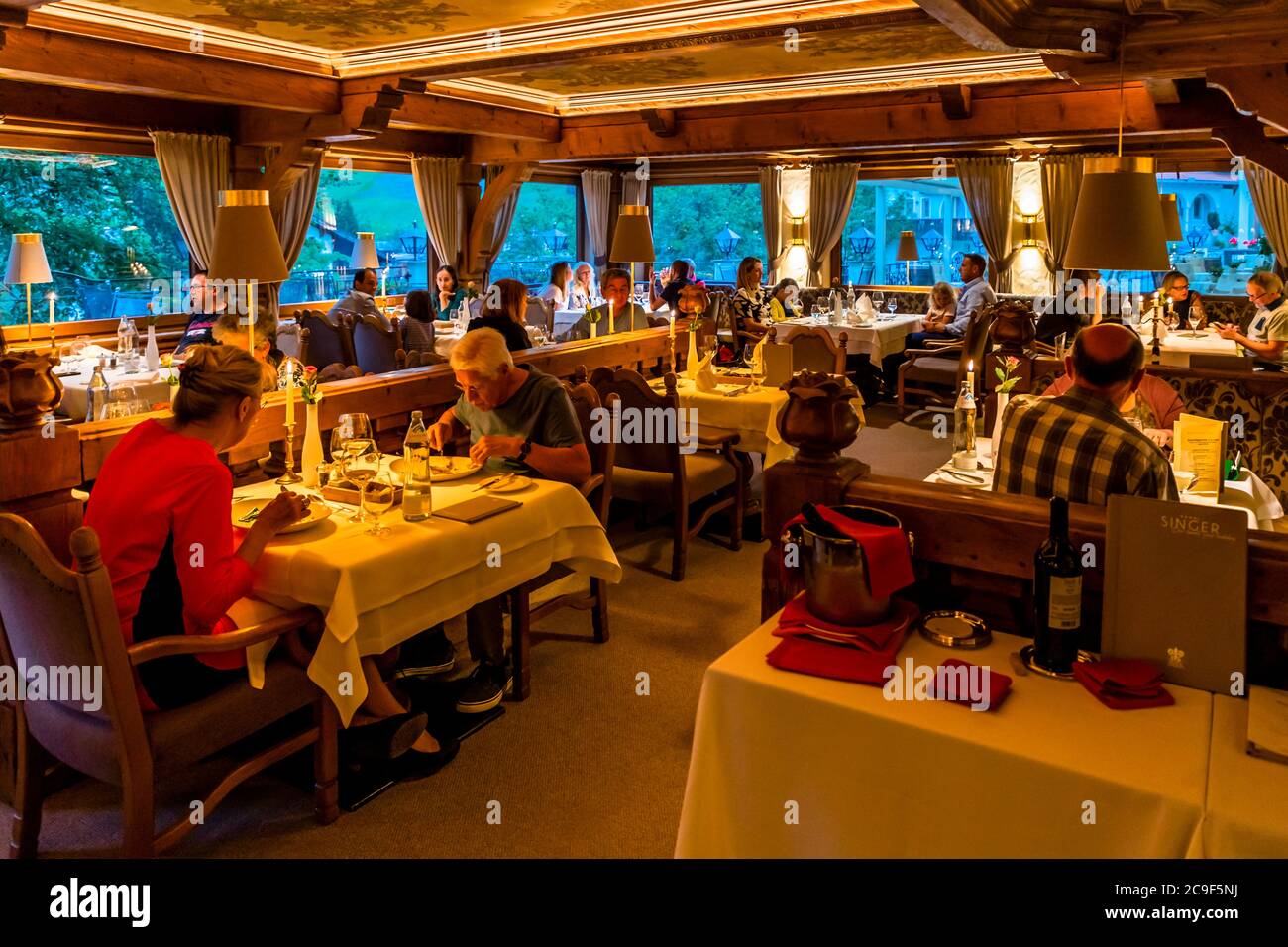 People eating in Restaurant in Berwang, Austria Stock Photo
