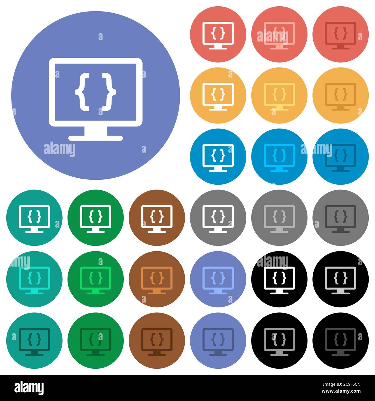 Developing application multi colored flat icons on round backgrounds. Included white, light and dark icon variations for hover and active status effec Stock Vector
