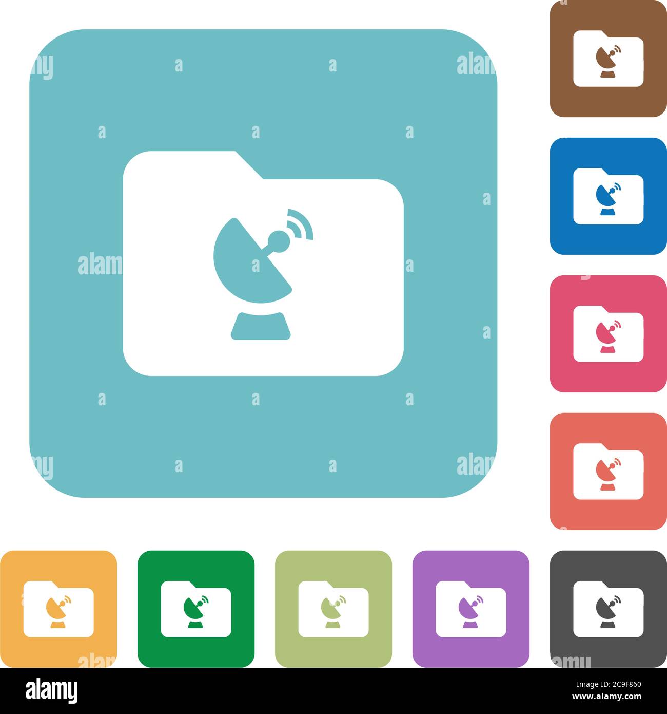 Remote folder white flat icons on color rounded square backgrounds Stock Vector