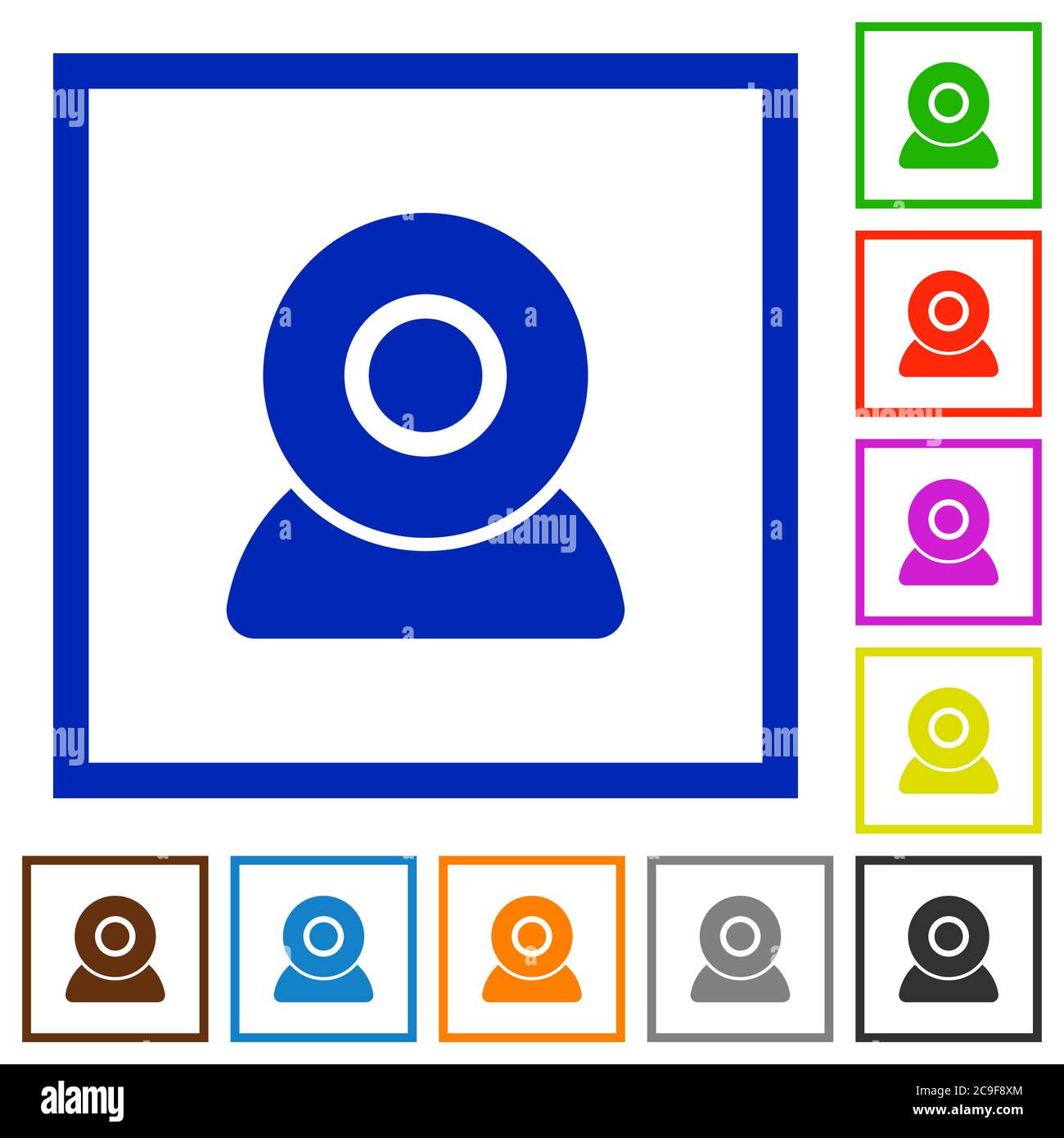 Webcam flat color icons in square frames on white background Stock Vector