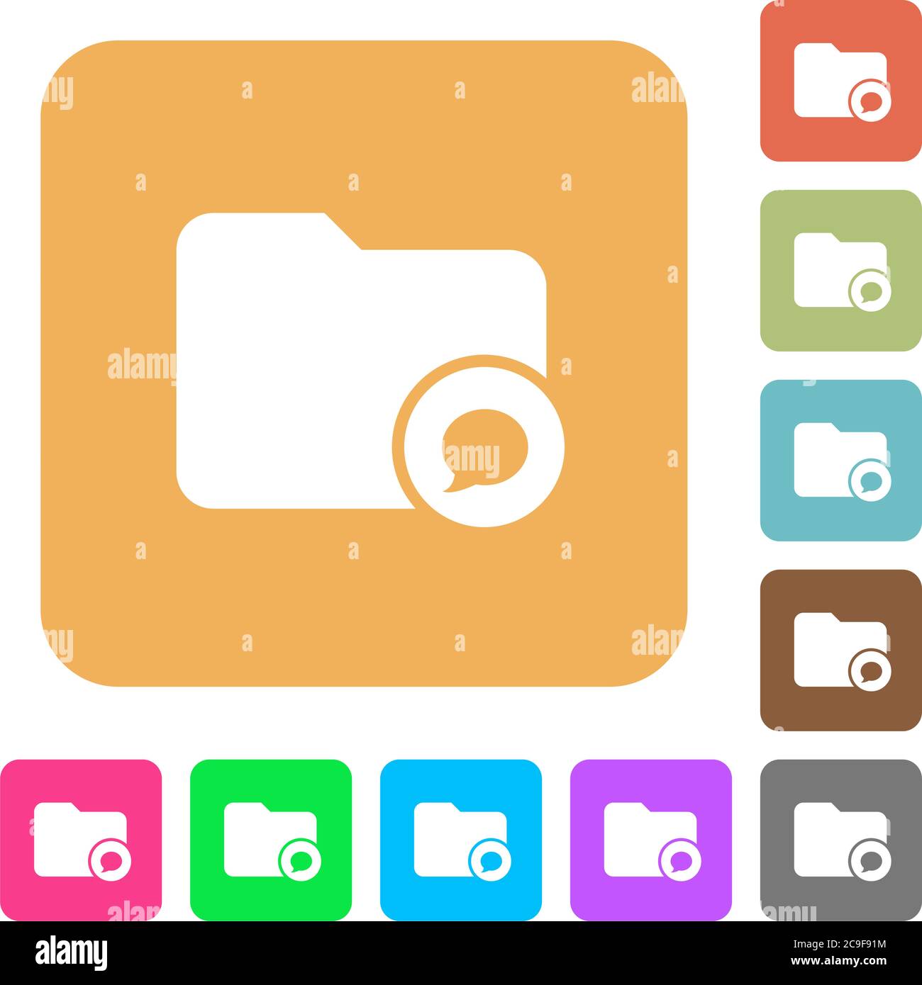Directory notifications flat icons on rounded square vivid color backgrounds. Stock Vector