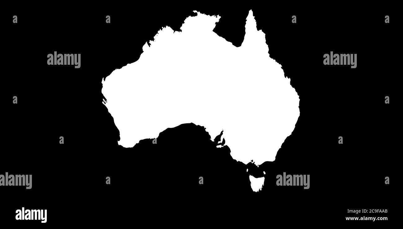 Map of Australia white silhuette 3D illustration Stock Photo