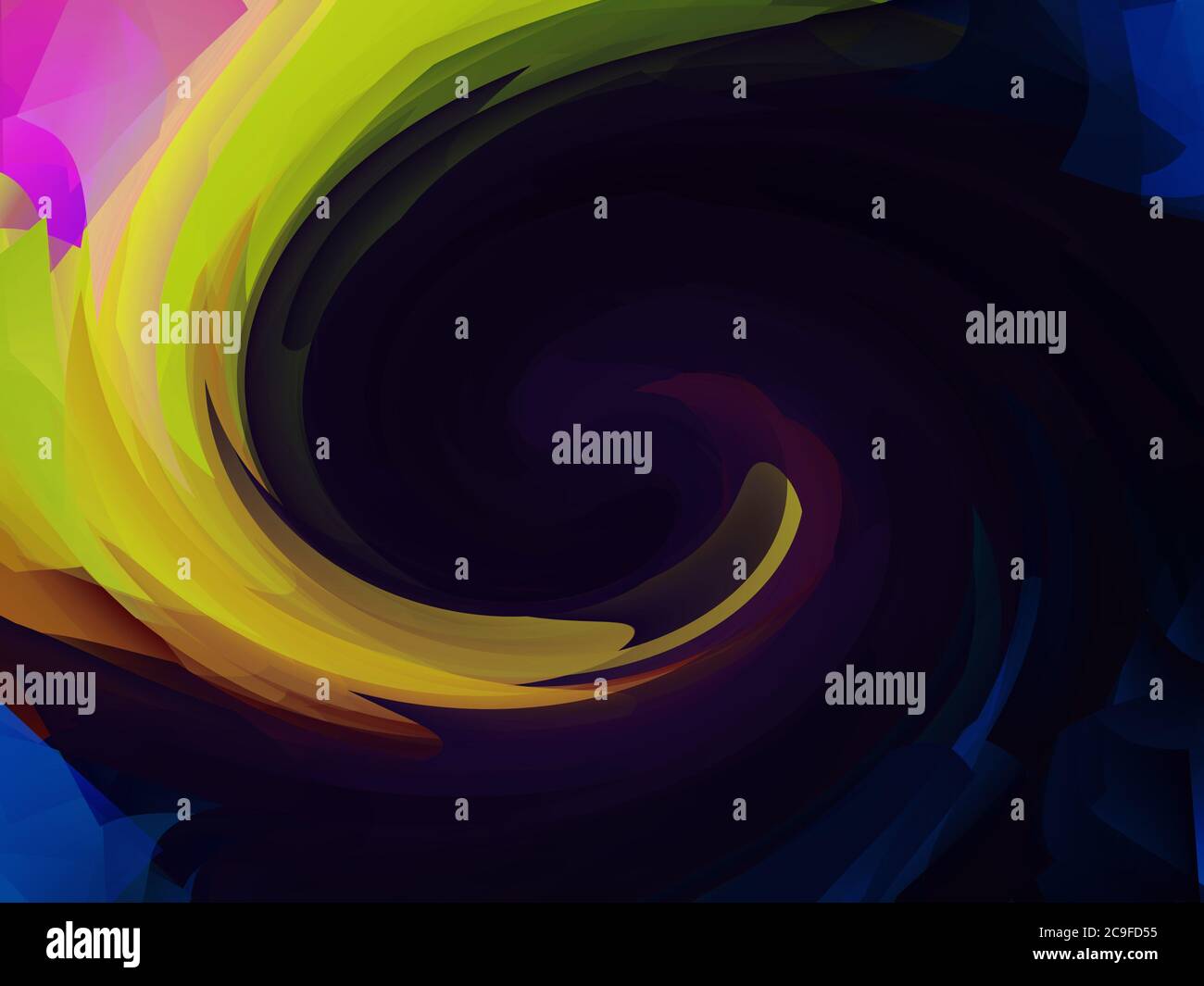 Yellow color highlighted wave pattern digital created framed art abstracts. Stock Photo
