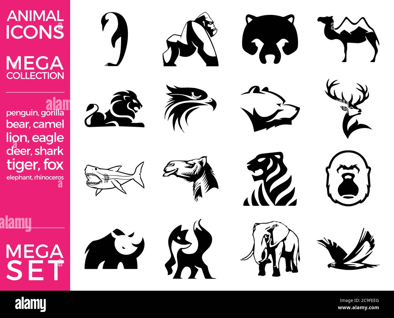 Mega Pack and Mega Set Vector Animals Icons Set EPS 10 Stock Vector ...