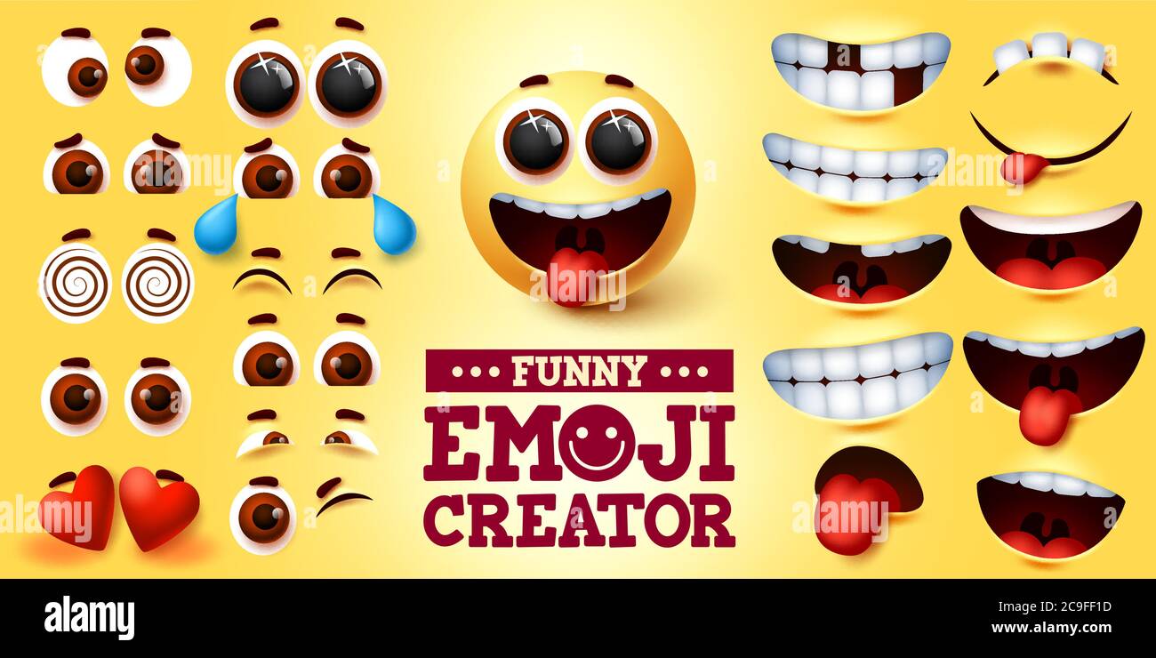 Funny emoji smiley vector creator set. Smiley emojis kit in funny faces with editable facial expression for emoticon sign and symbol design element Stock Vector Image & Art - Alamy Funny emoji smiley vector creator set. Smiley emojis kit in funny faces with editable facial expression for emoticon sign and symbol design element Stock Vector Image & Art - Alamy