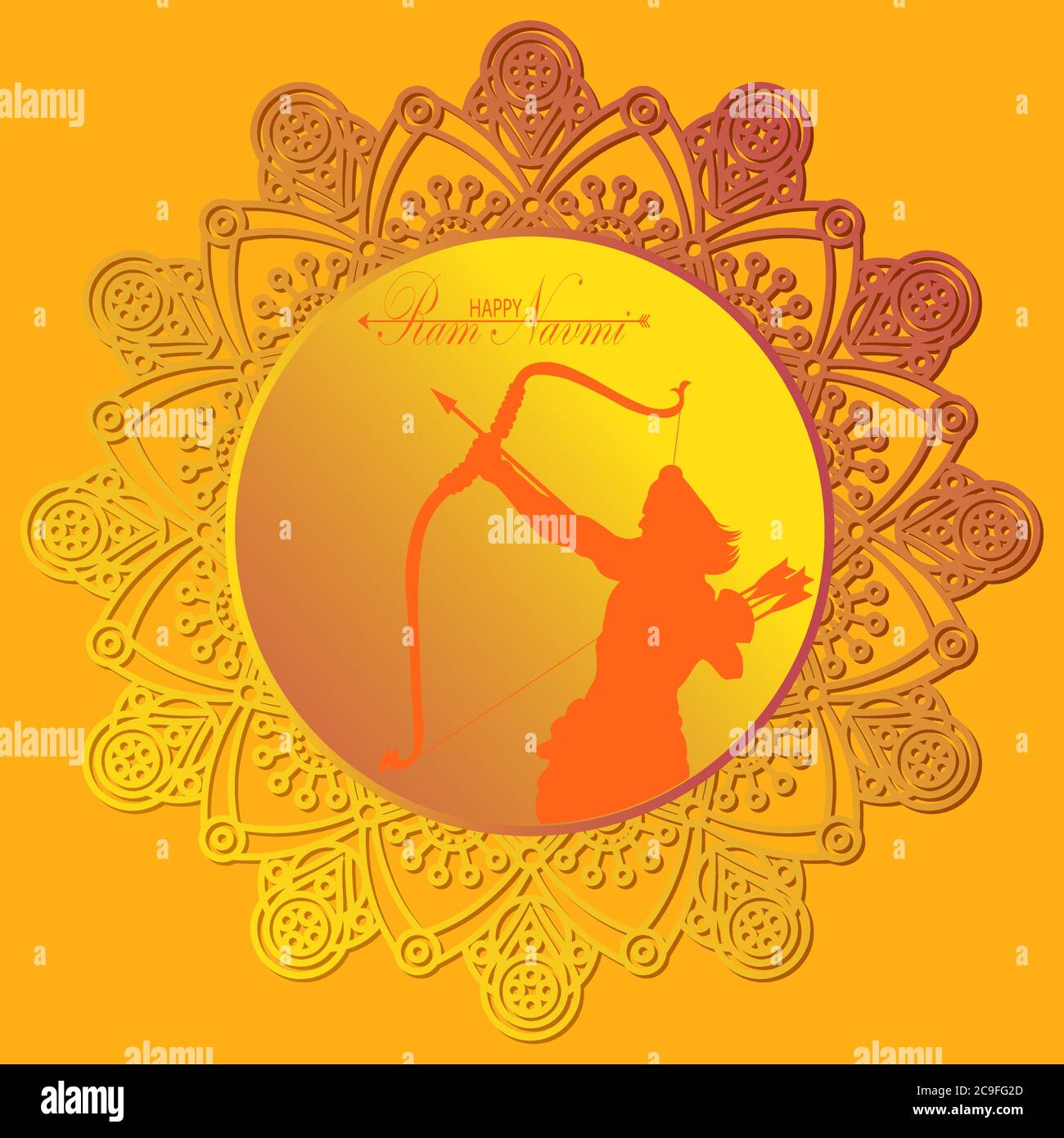 Vector Illustration of bow, arrow, and Lord Rama. Greeting card ...