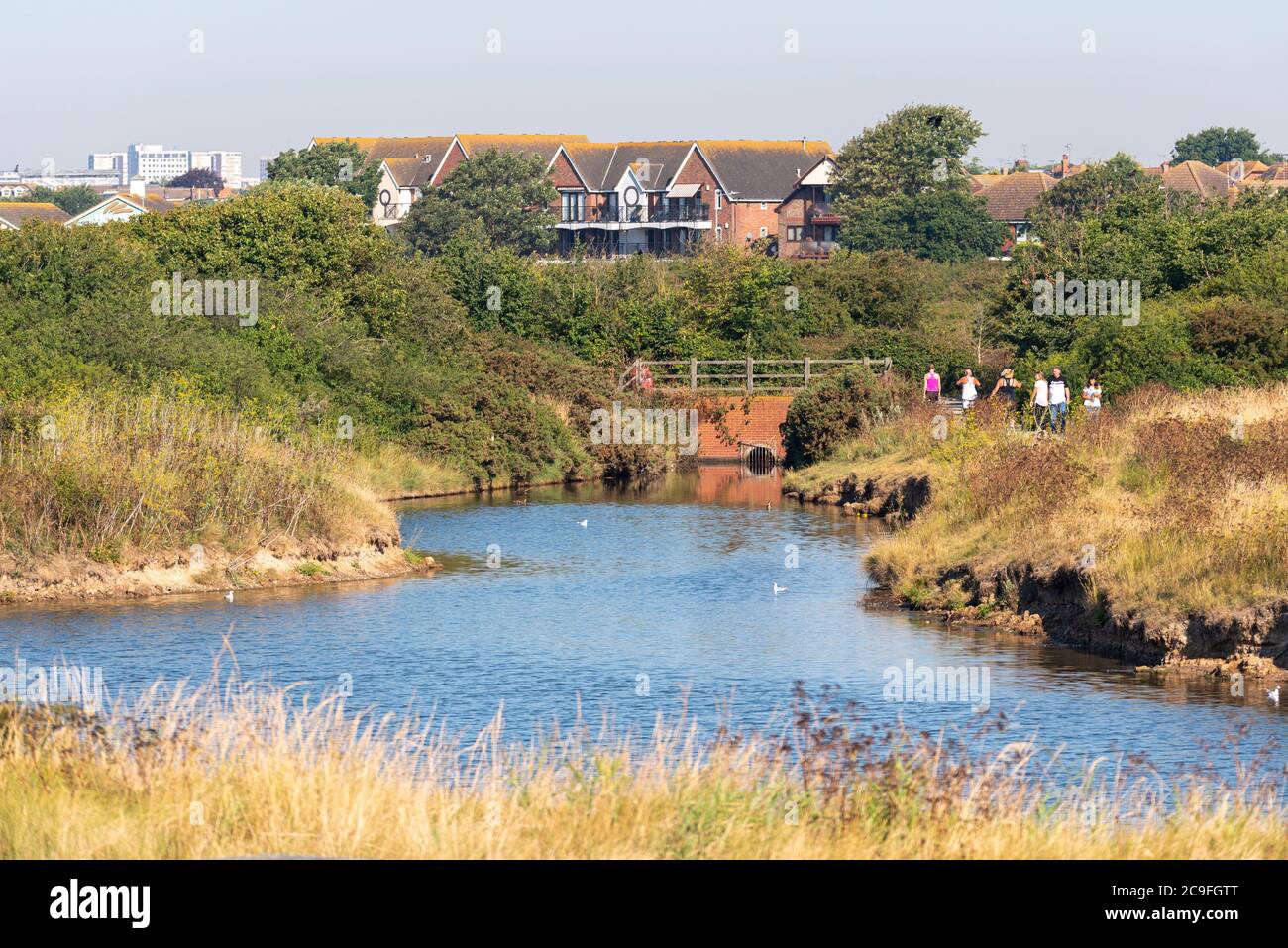 Gunners Park nature reserve at Shoeburyness, near the urbanisation of