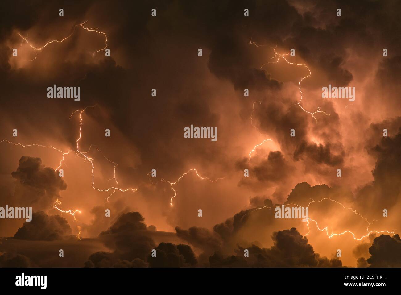 A lightning storm over the Great Plains provides a dramatic light show ...