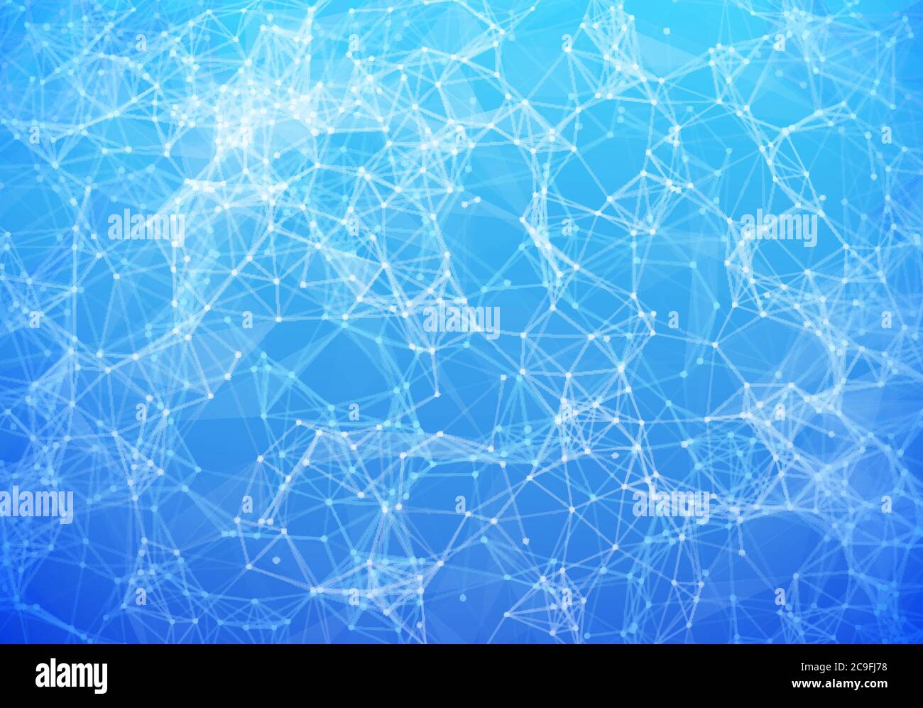 Blue triangular grid in futuristic technology style on light background Stock Vector