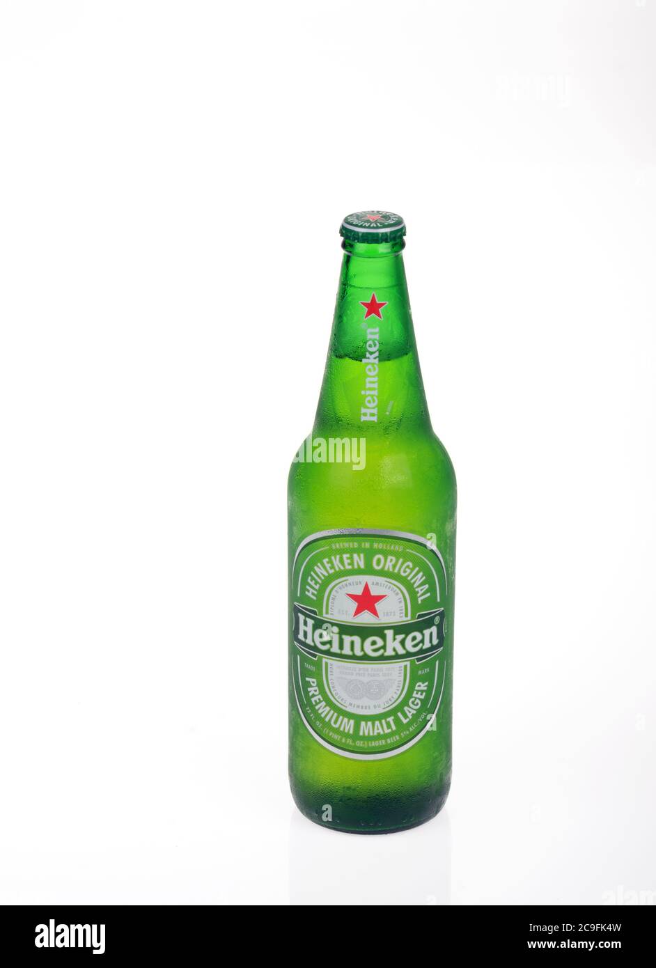 Ice cold bottle of Heineken beer Stock Photo