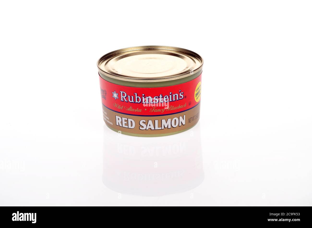 Rubinstein’s Wild Alaska Red Salmon Tin Stock Photo