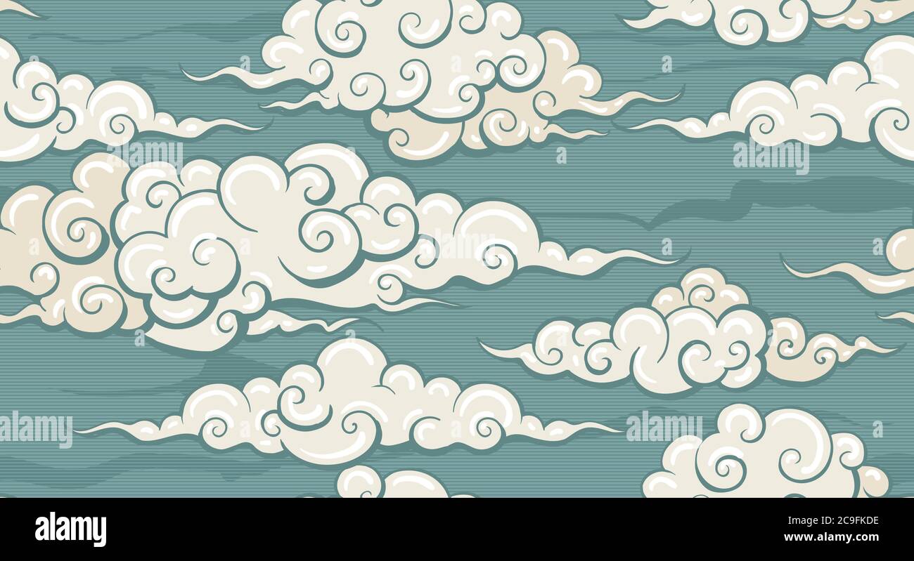 Seamless cloud pattern in Retro style. Vector illustration Stock Vector