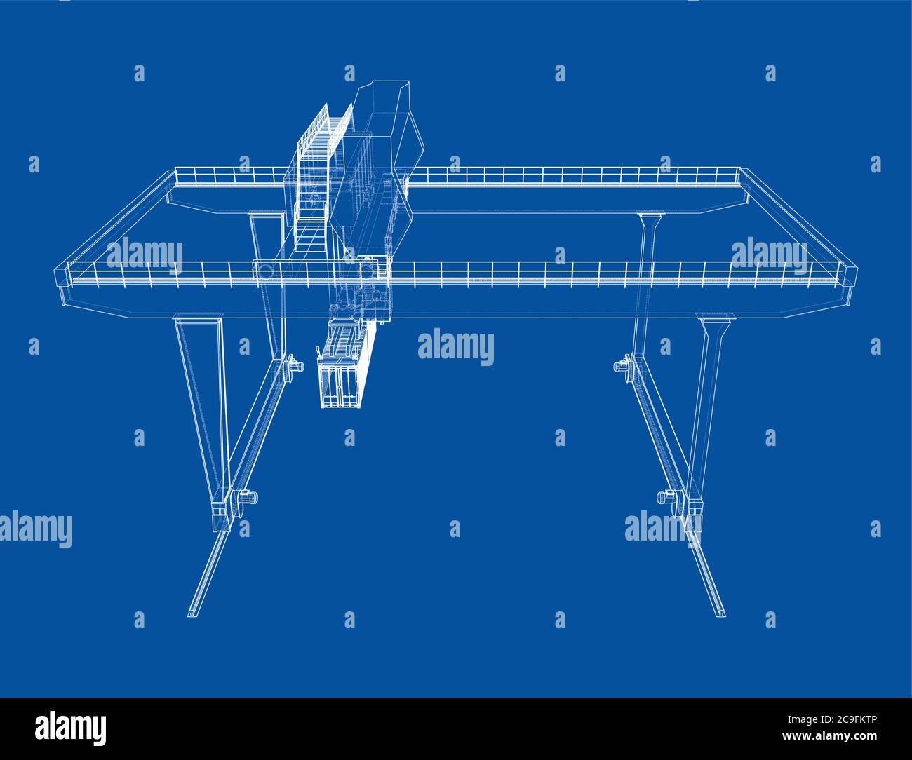 Rail-mounted gantry container crane outline Stock Vector