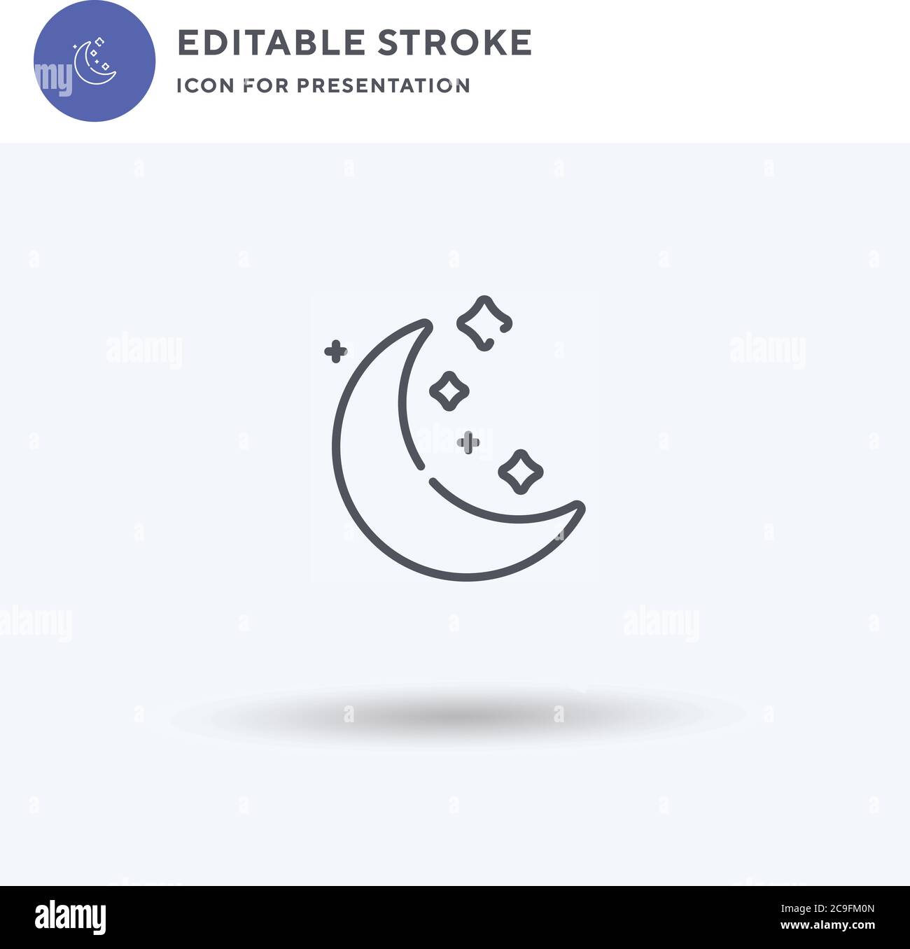 Moon icon vector, filled flat sign, solid pictogram isolated on white ...