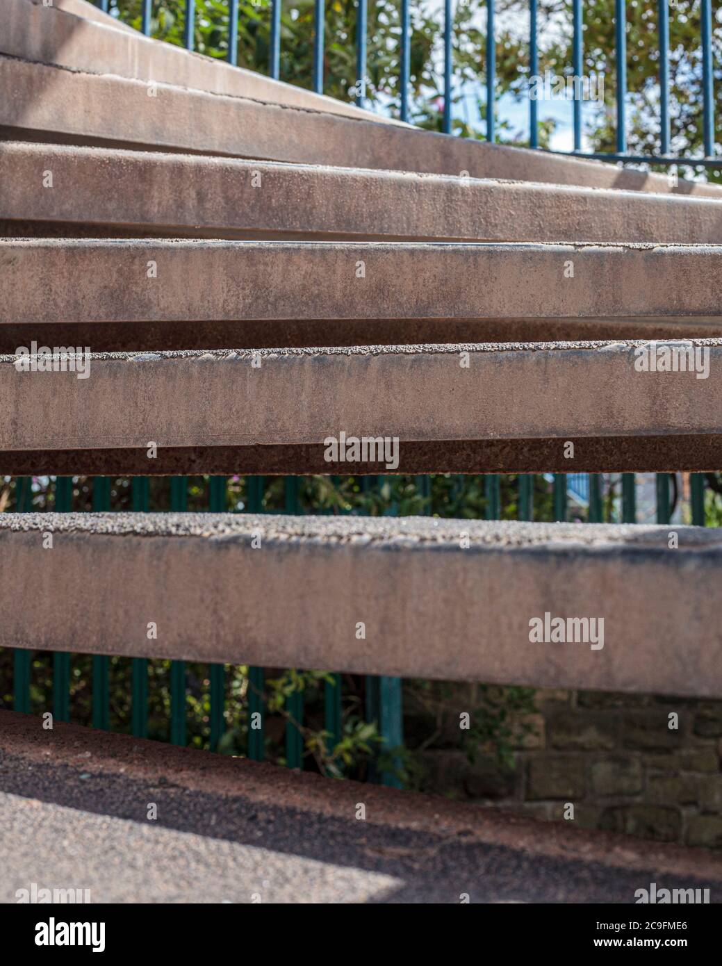 Brown steel steps in detail. Stock Photo