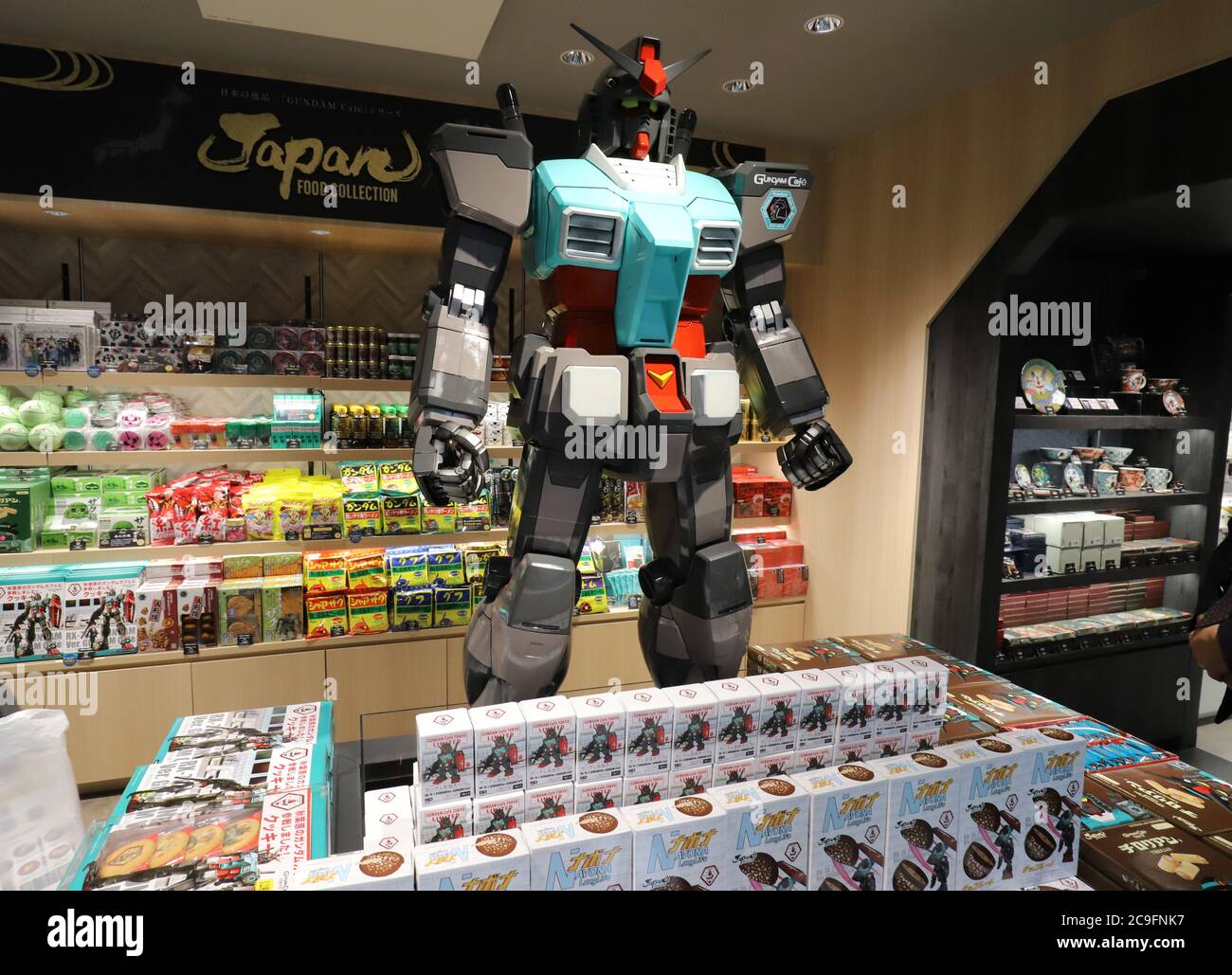 Tokyo, Japan. 31st July, 2020. Gundam robot character foods