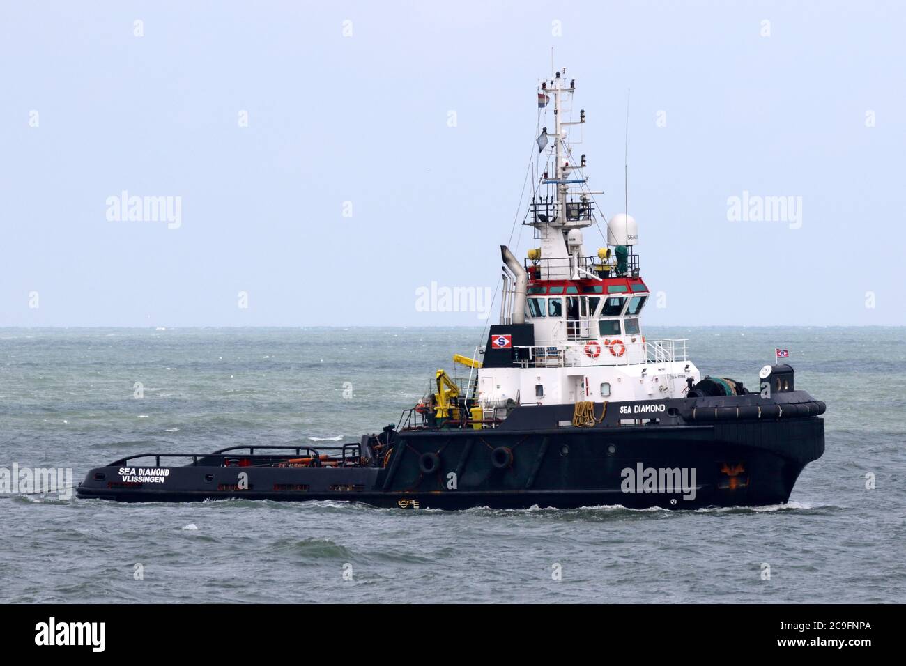 The small offshore tug Sea Diamond will reach the port of Rotterdam on July 3, 2020. Stock Photo