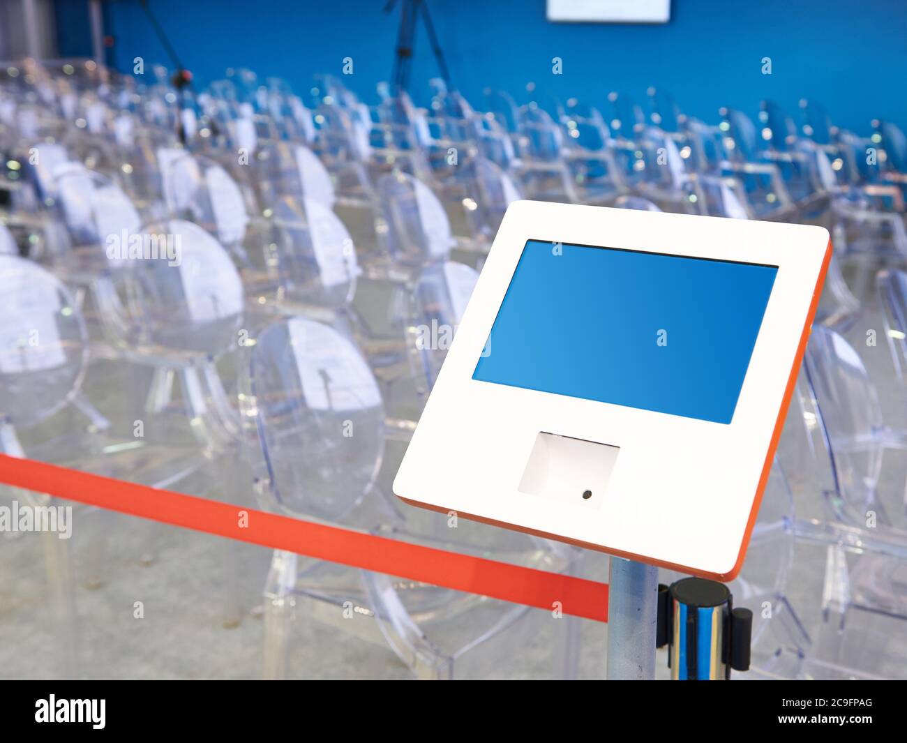 Electronic device for registering visitors to the conference Stock Photo