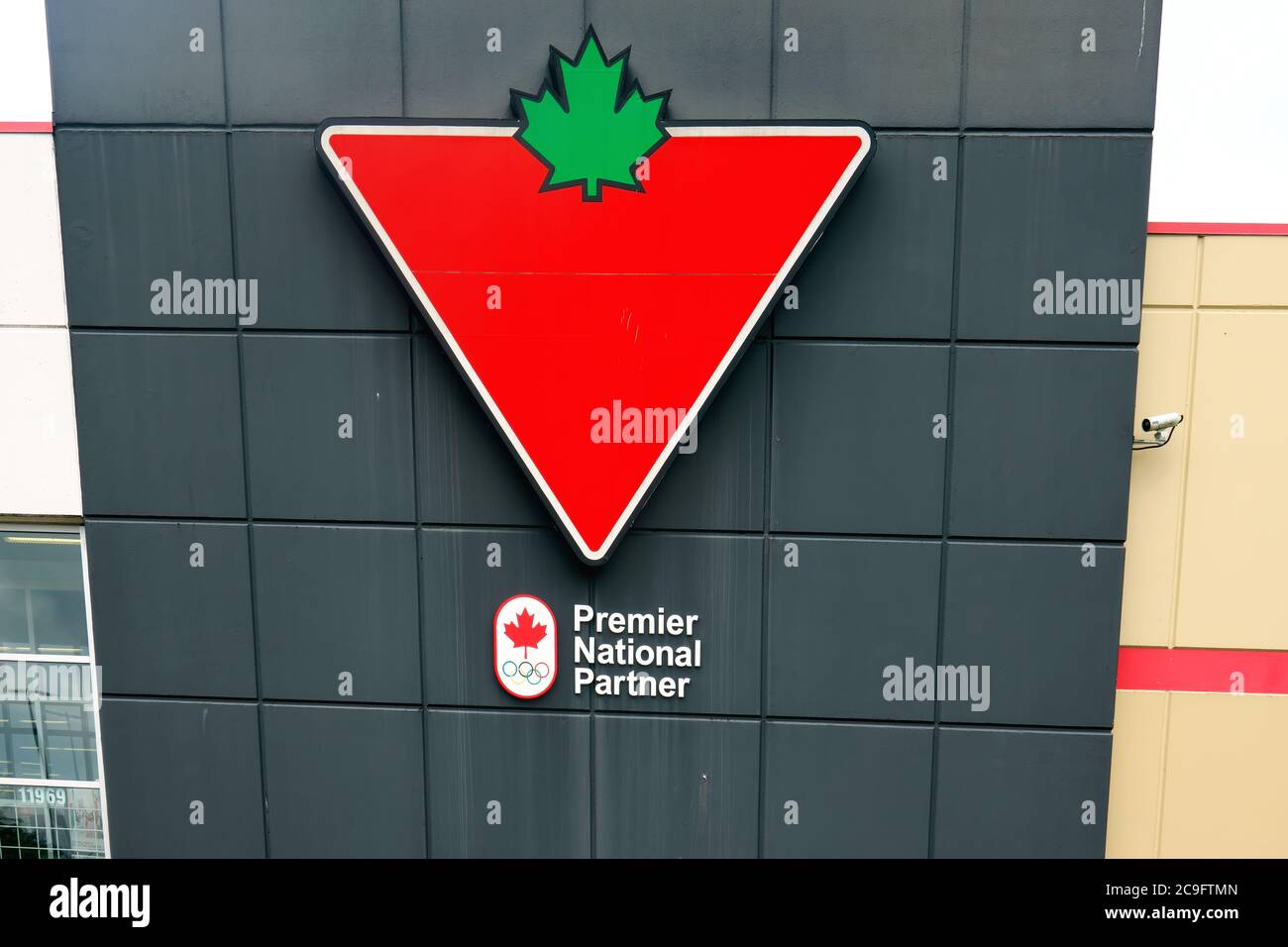 The Canadian Tire Logo on the store front in Maple Ridge, British