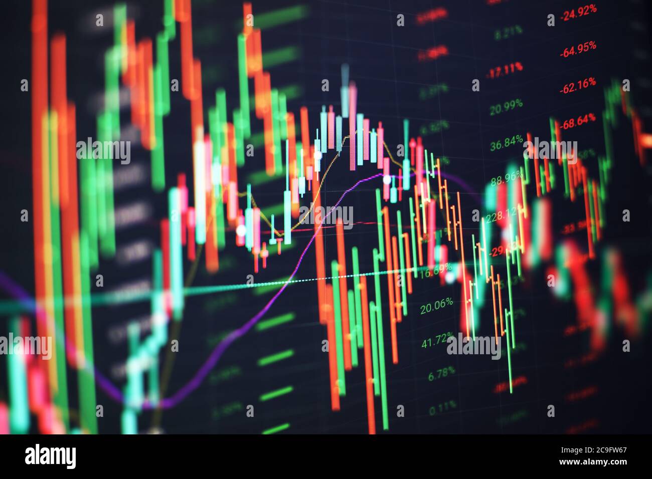 Economic graph with diagrams on the stock market, for business and ...