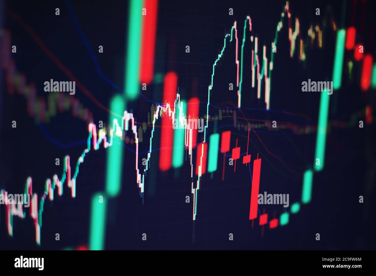 Data analyzing from charts and graph to find out the result in trading market. Working set for analyzing financial statistics and analyzing a market d Stock Photo