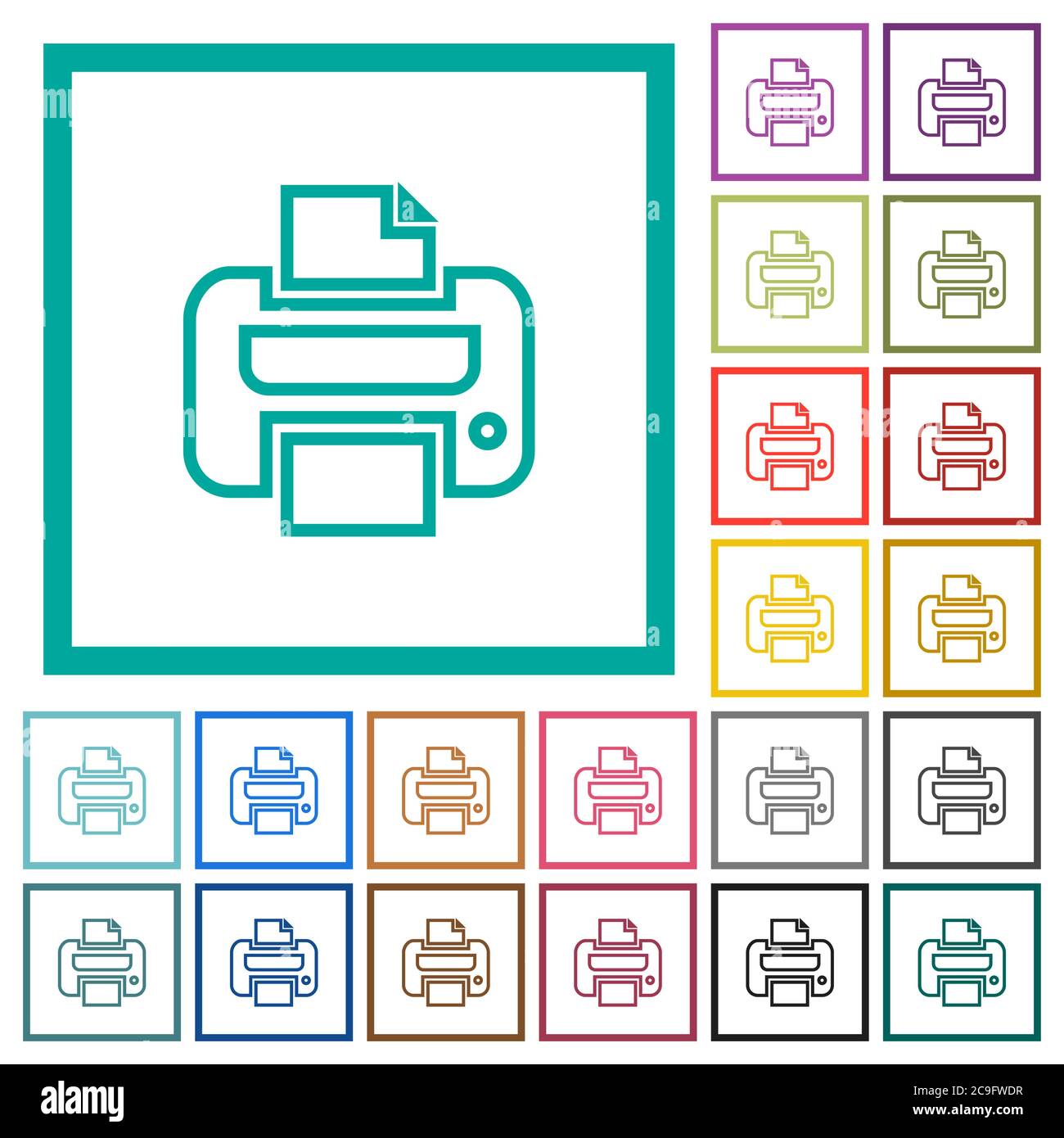 Print flat color icons with quadrant frames on white background Stock ...