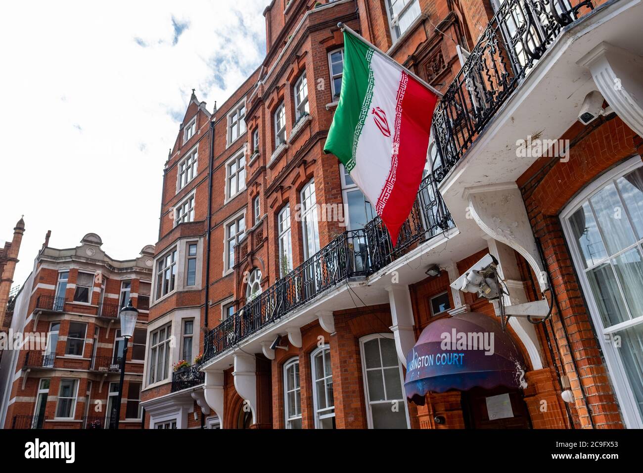 London- July, 2020: Iranian Consulate close to Kensington High Street in west London Stock Photo