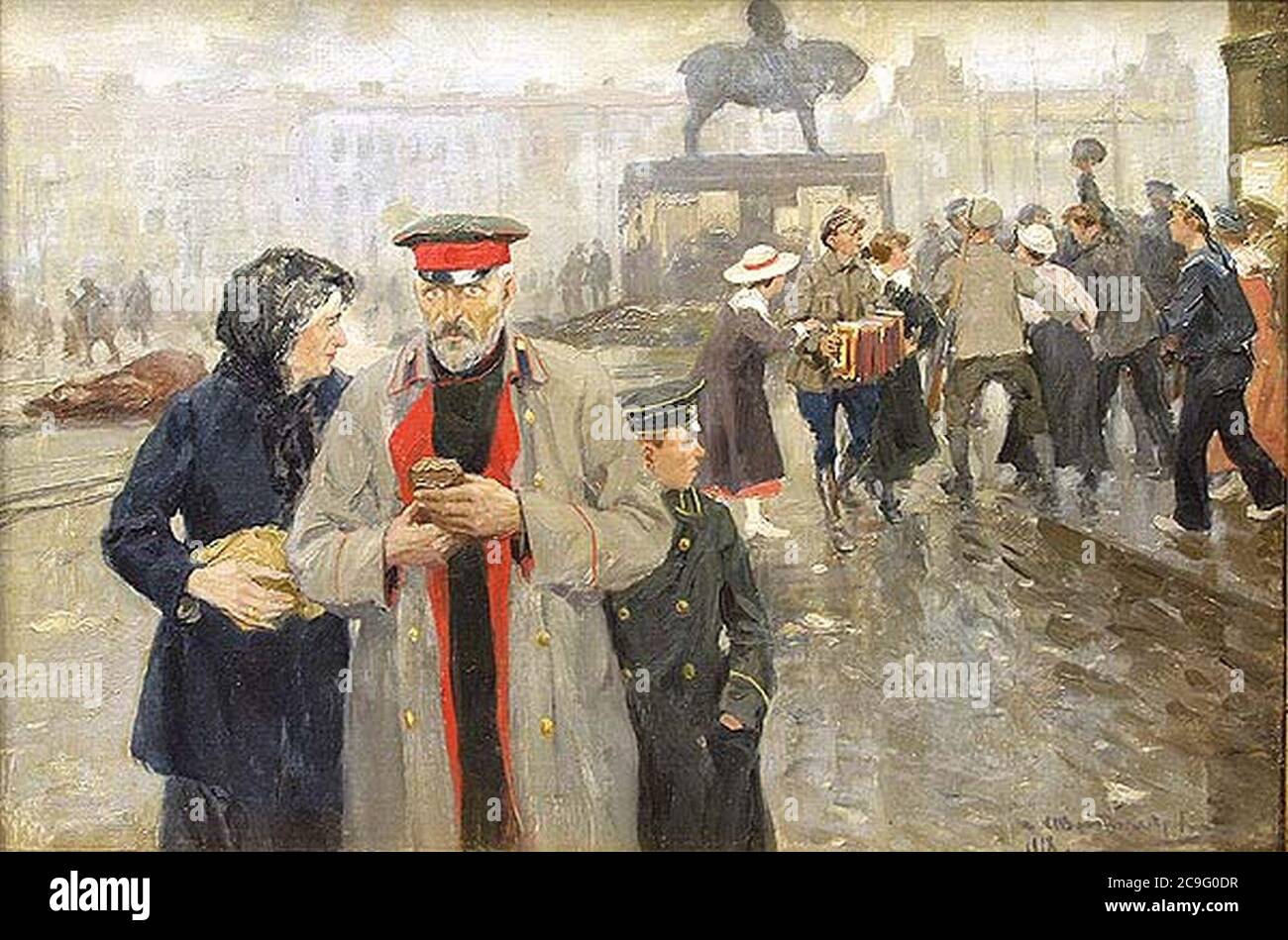 Ivan Vladimirov on-the-streets-of-petrograd-1918. Stock Photo