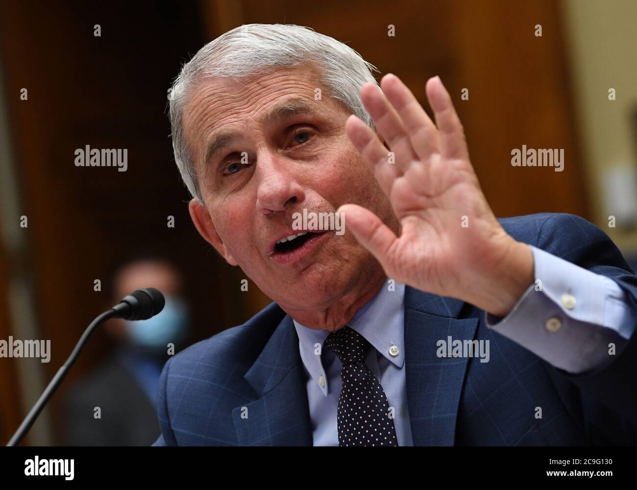 Dr. Anthony Fauci, director of the National Institute for Allergy and Infectious Diseases, testifies before a House Subcommittee on the Coronavirus Crisis hearing on a national plan to contain the COVID-19 pandemic, on Capitol Hill in Washington, DC on Friday, July 31, 2020. Credit: Kevin Dietsch/Pool via CNP | usage worldwide Stock Photo