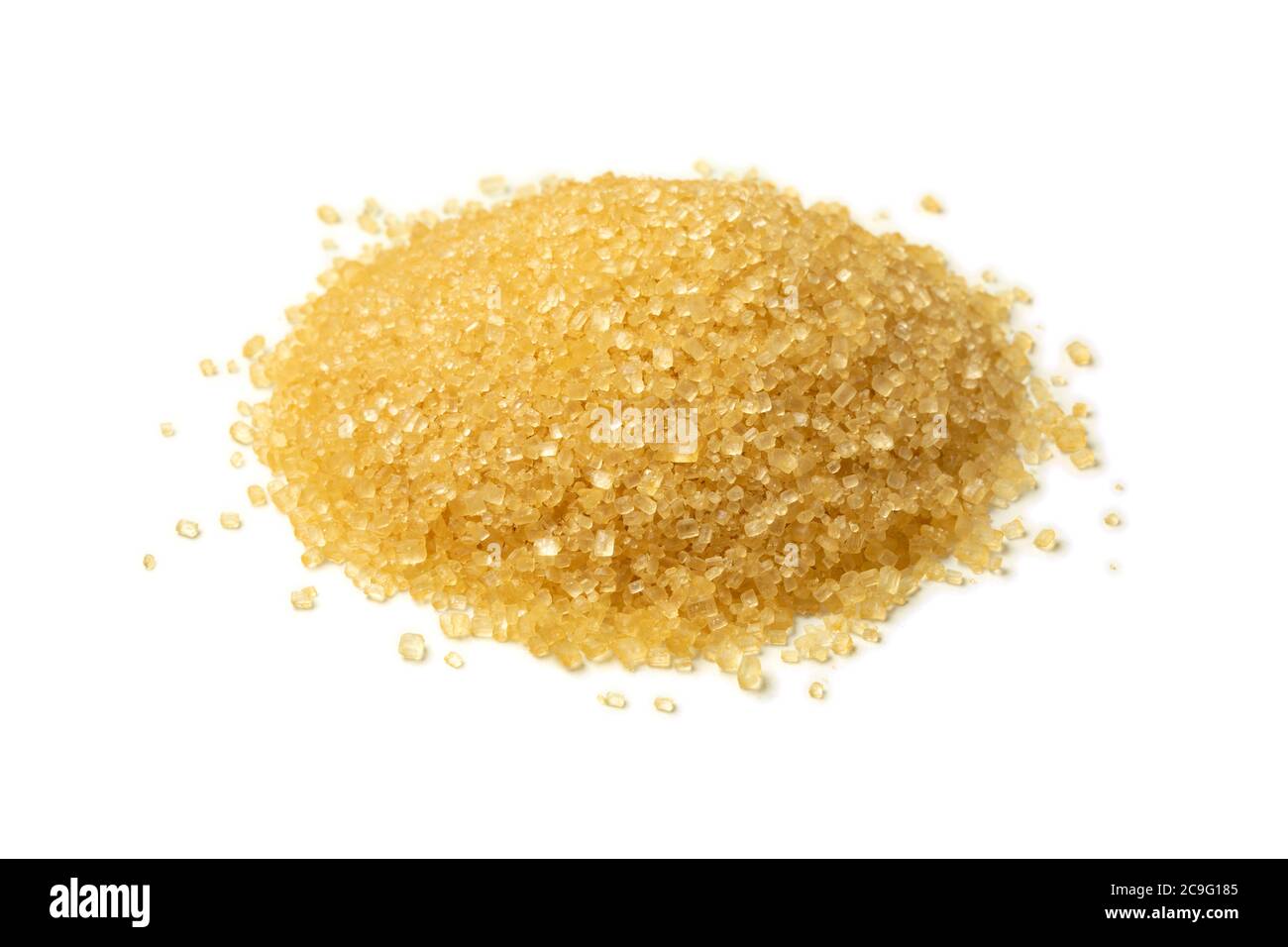 Heap of natural brown sugar isolated on white background Stock Photo