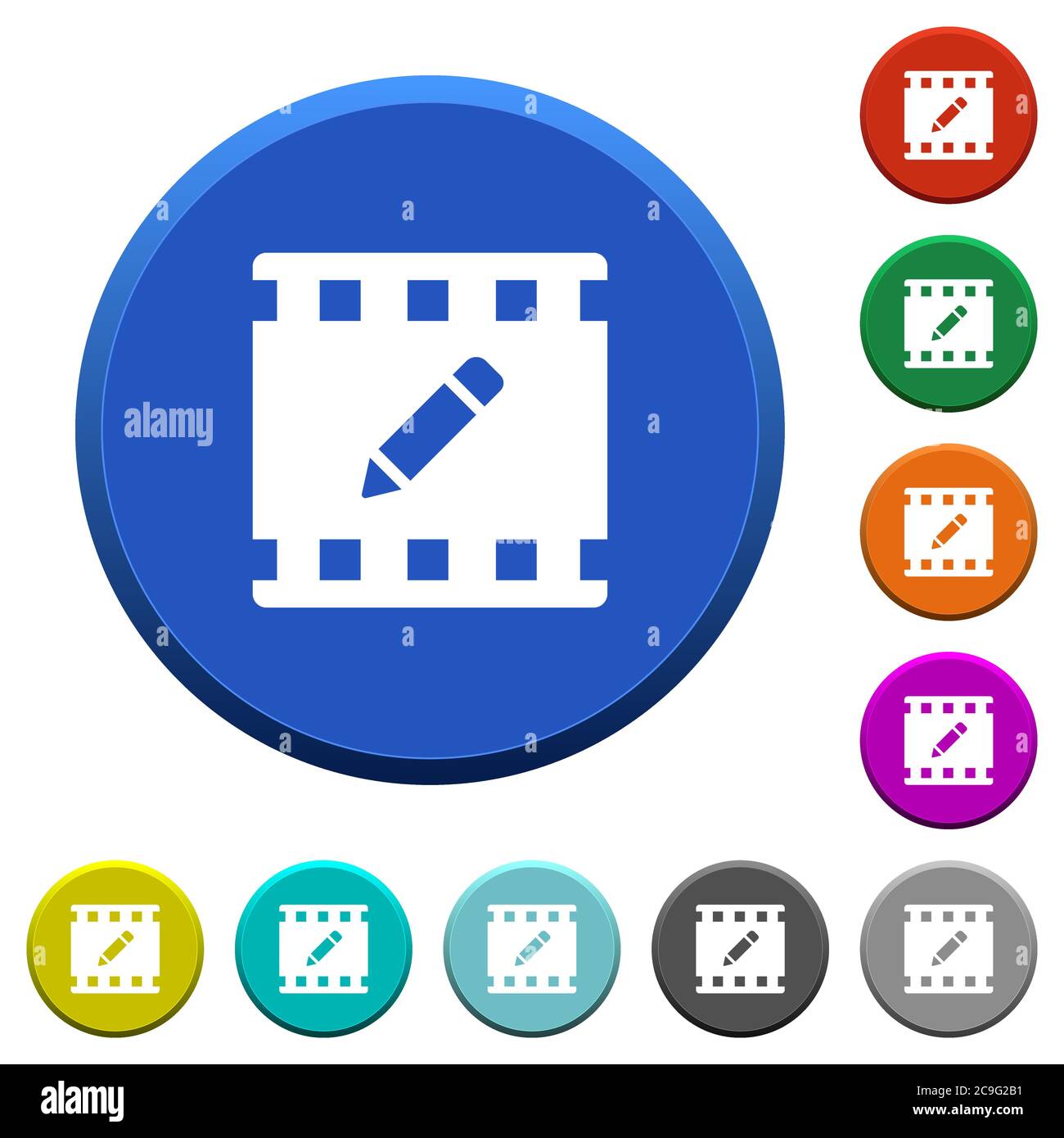 rename movie round color beveled buttons with smooth surfaces and flat ...