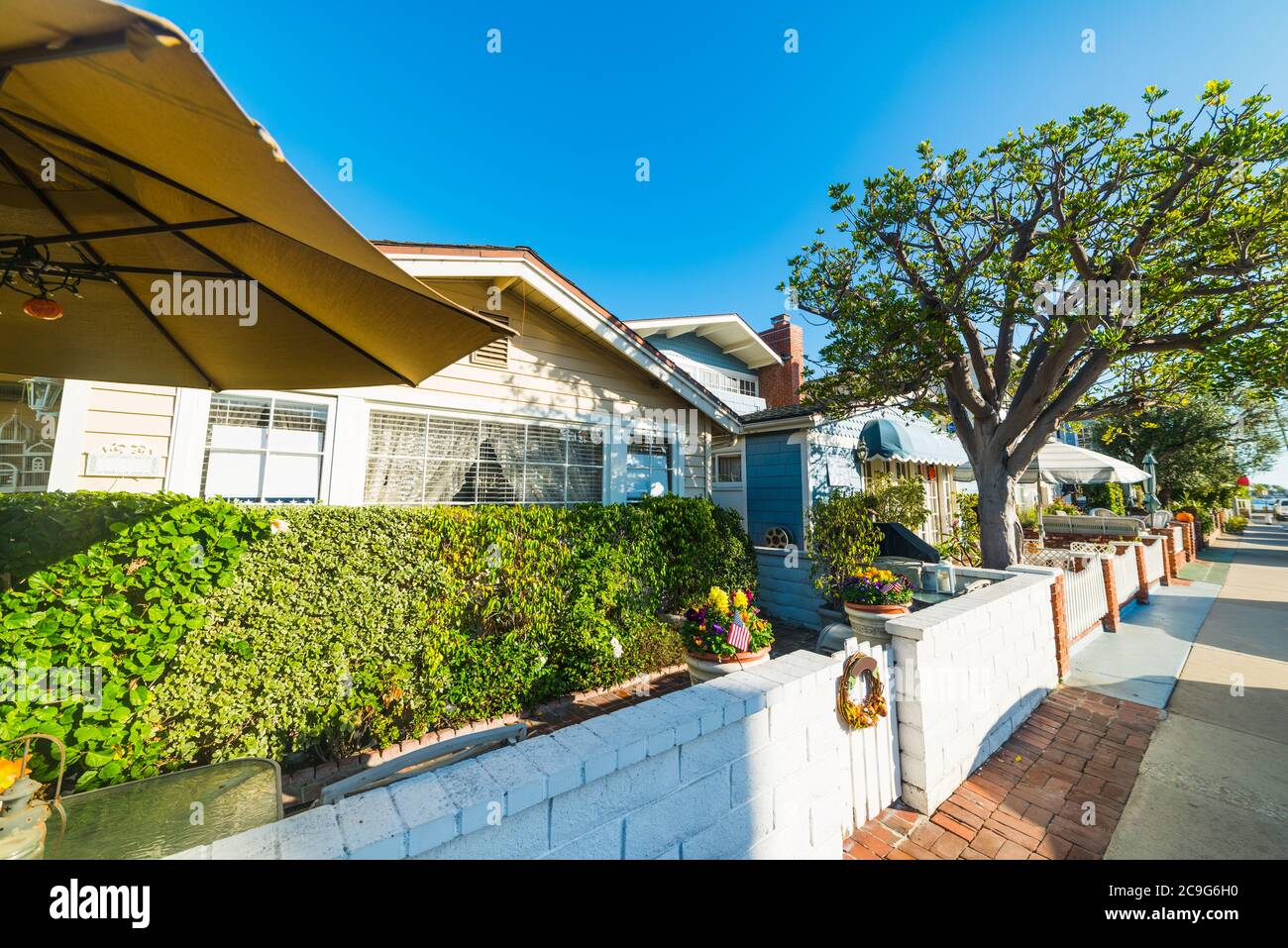 Beautiful houses in Balboa Island, Newport Beach. Orange County