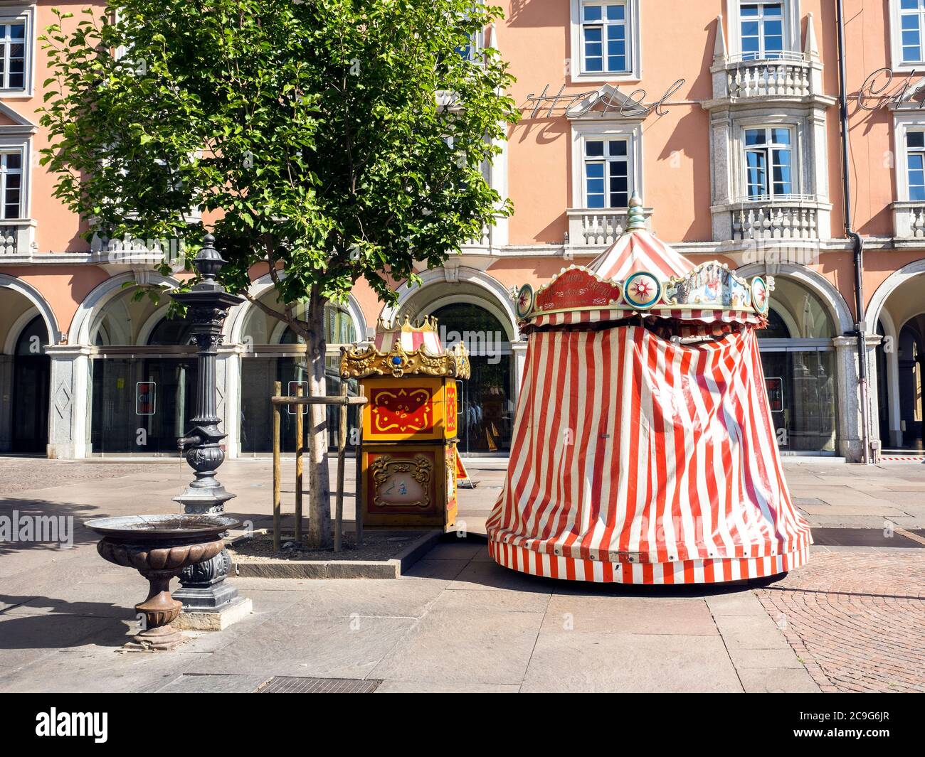 a Little circus tent in Walther square in Bozen - Italy Stock Photo