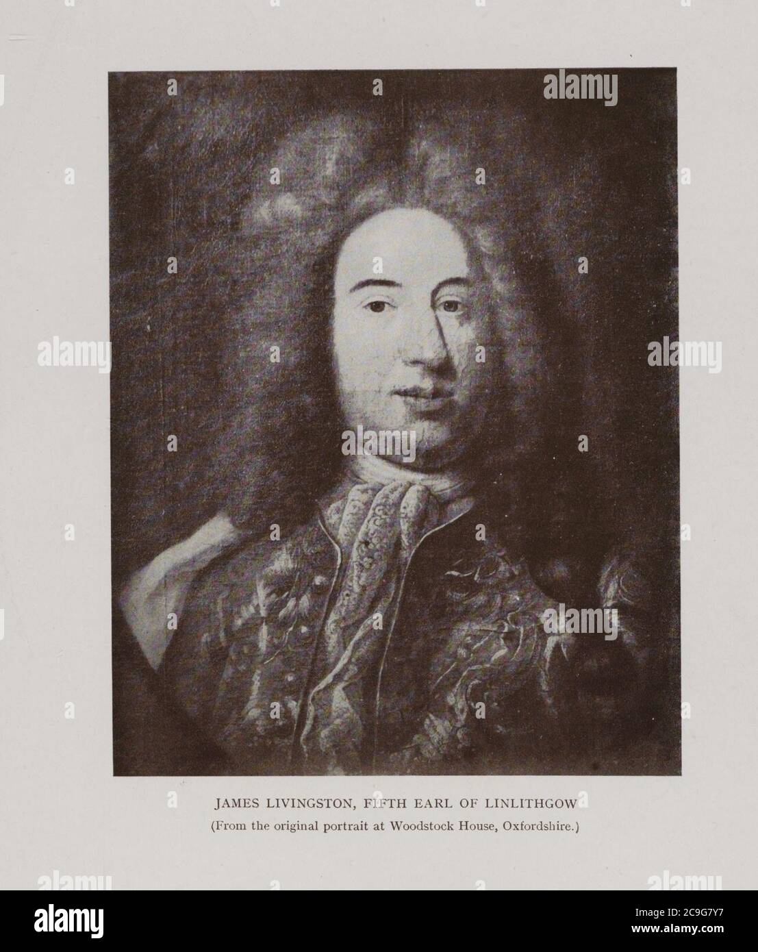 Jacobite broadside - James Livingston, 5th Earl of Linlithgow, from the portrait at Woodstock House. Stock Photo