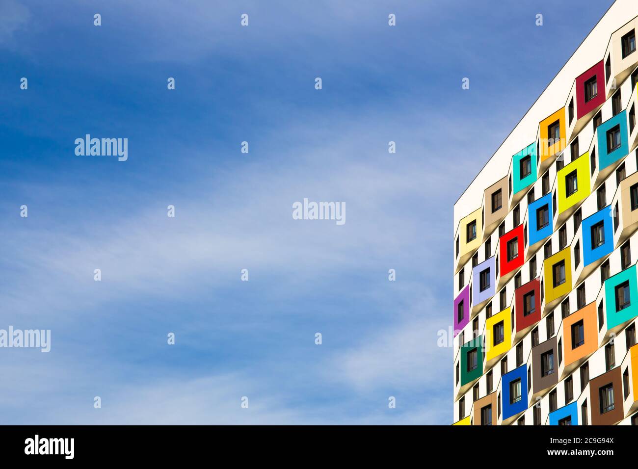 Architecture on a background of blue sky with clouds. Modern ...