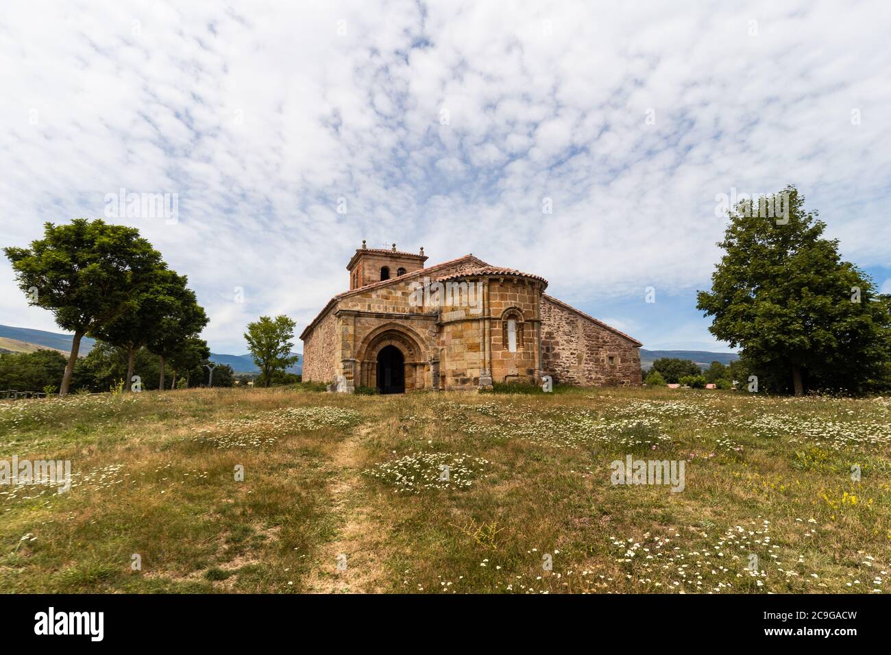 Romanesque church in Villacantid, Cantabria Stock Photo