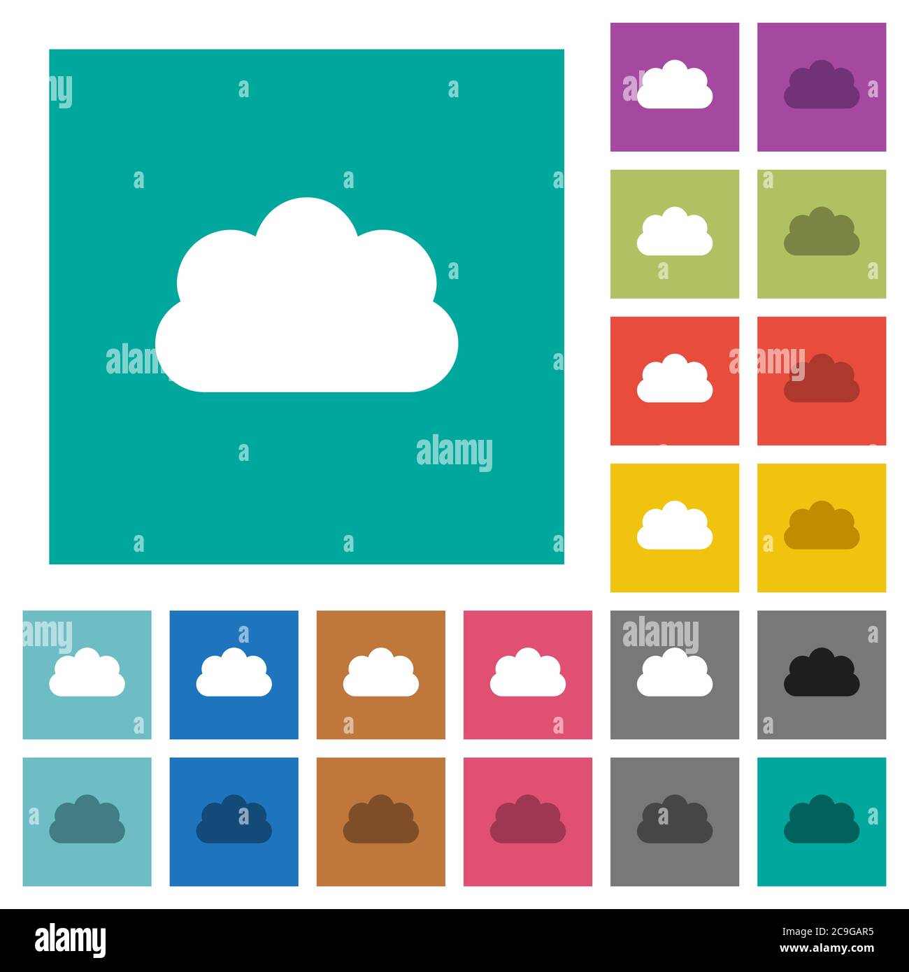 Cloud multi colored flat icons on plain square backgrounds. Included ...